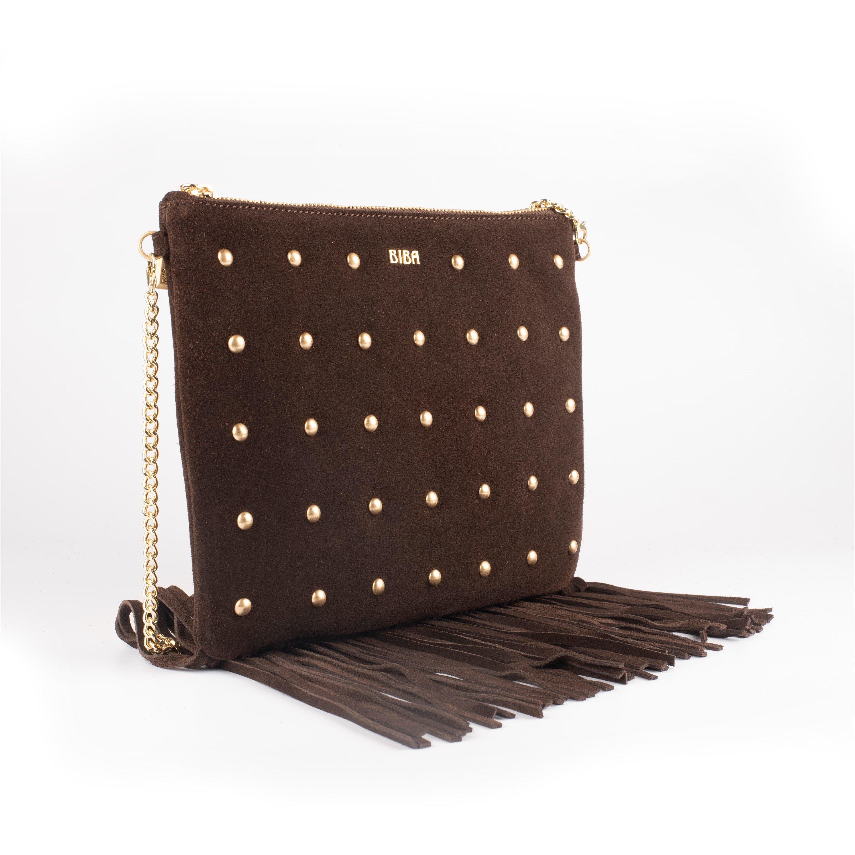 Chocolate - Biba - Biba Suede Fringe Studded Pouch - 2