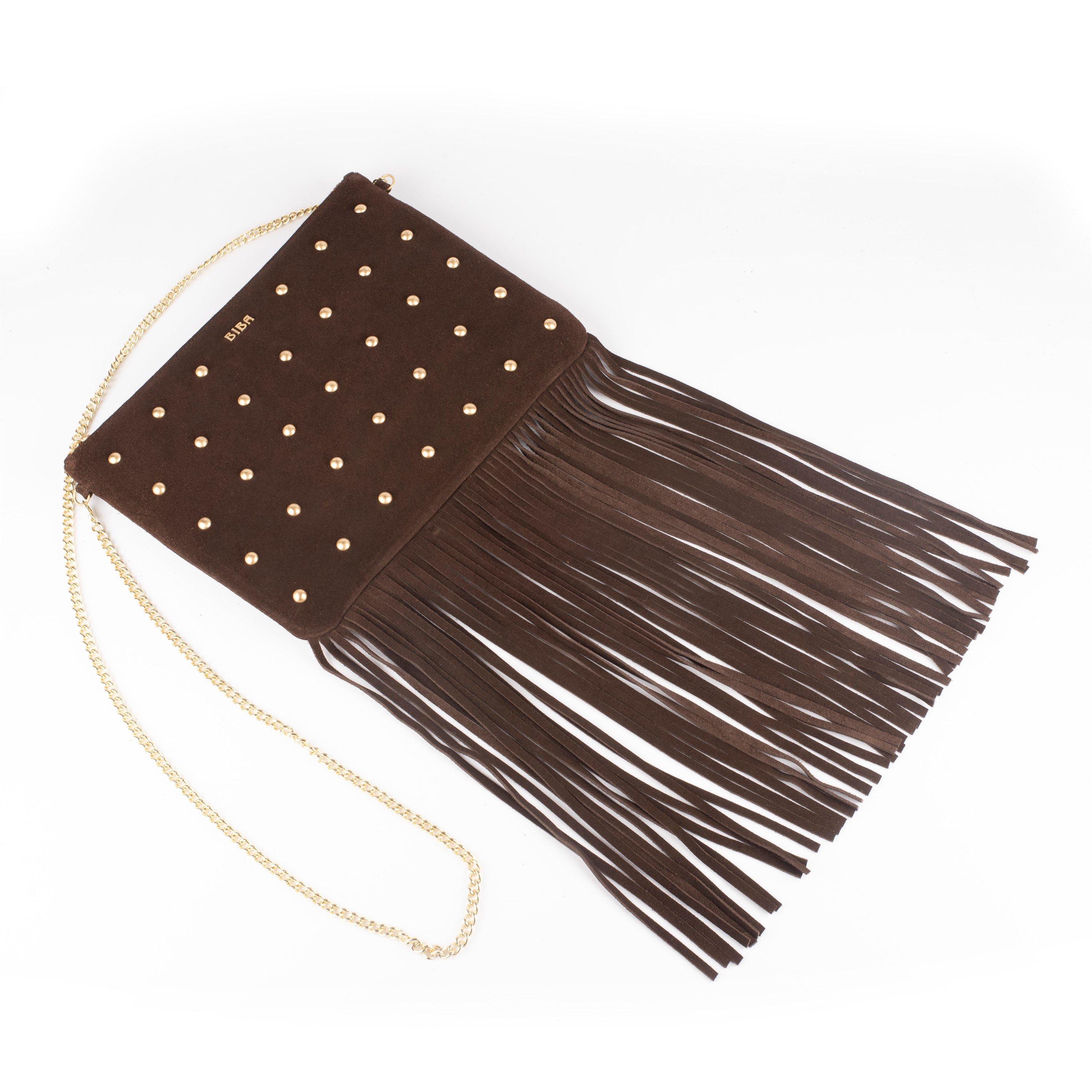 Chocolate - Biba - Biba Suede Fringe Studded Pouch - 3