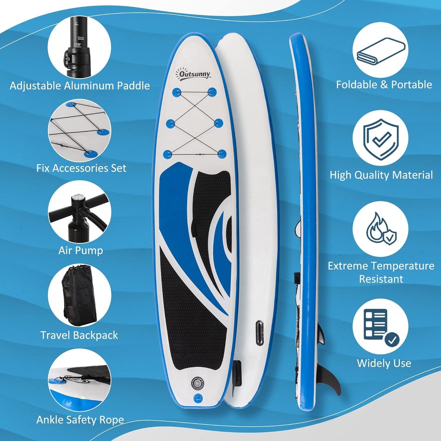 Blue - Outsunny - 10.6 32 Inflatable StandUp Paddle Board - 6