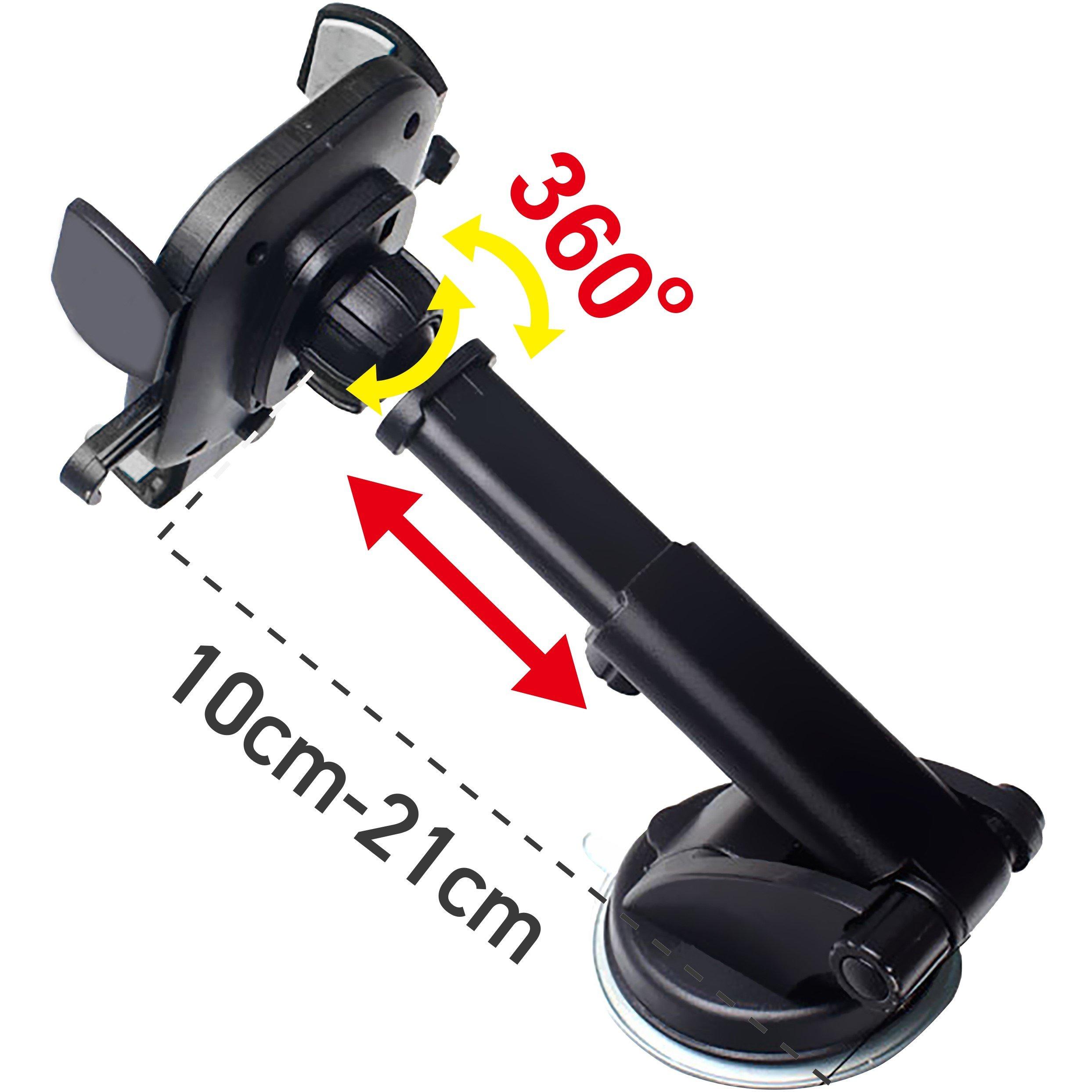 Black - Vakoss - Vakoss Mobile Phone Car Holder Suction Mount Black - 2