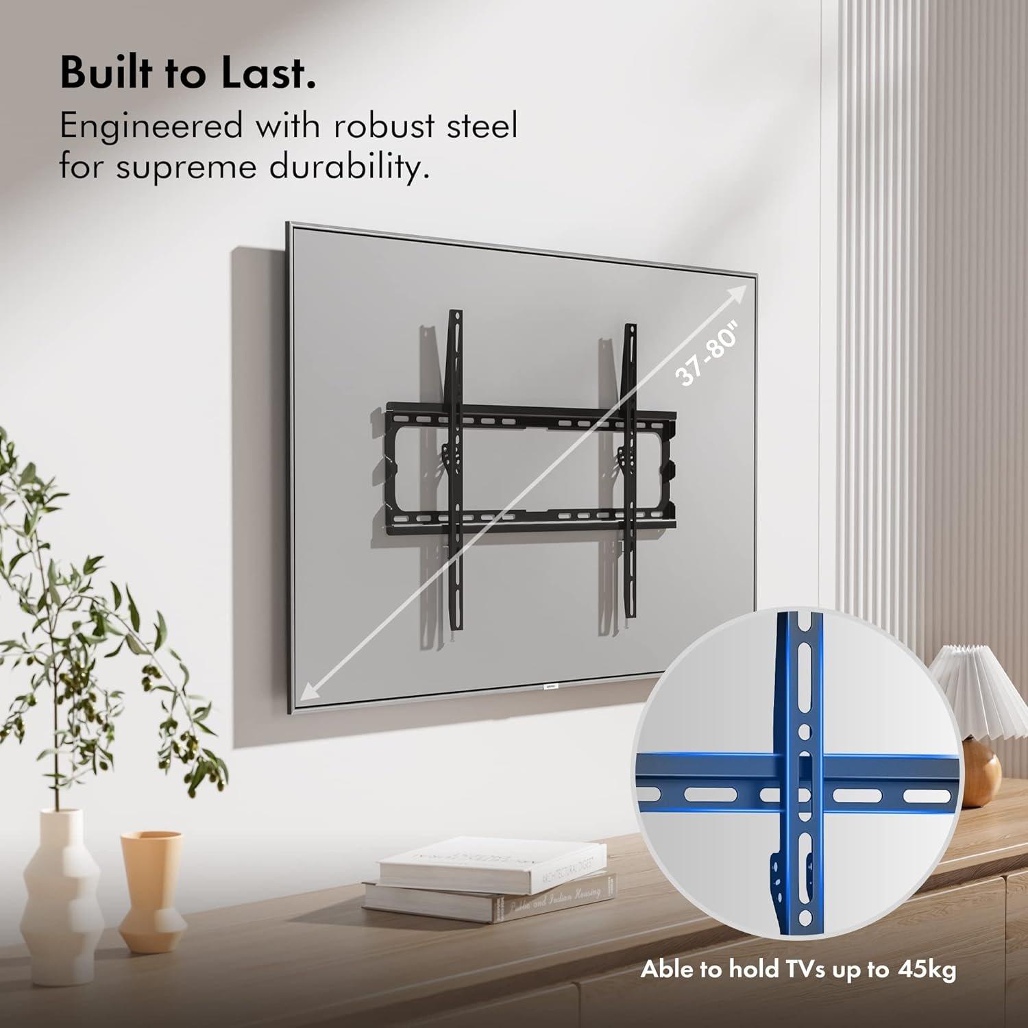 Black - VonHaus - VonHaus - 37-70 Flat-to-wall TV bracket - 2