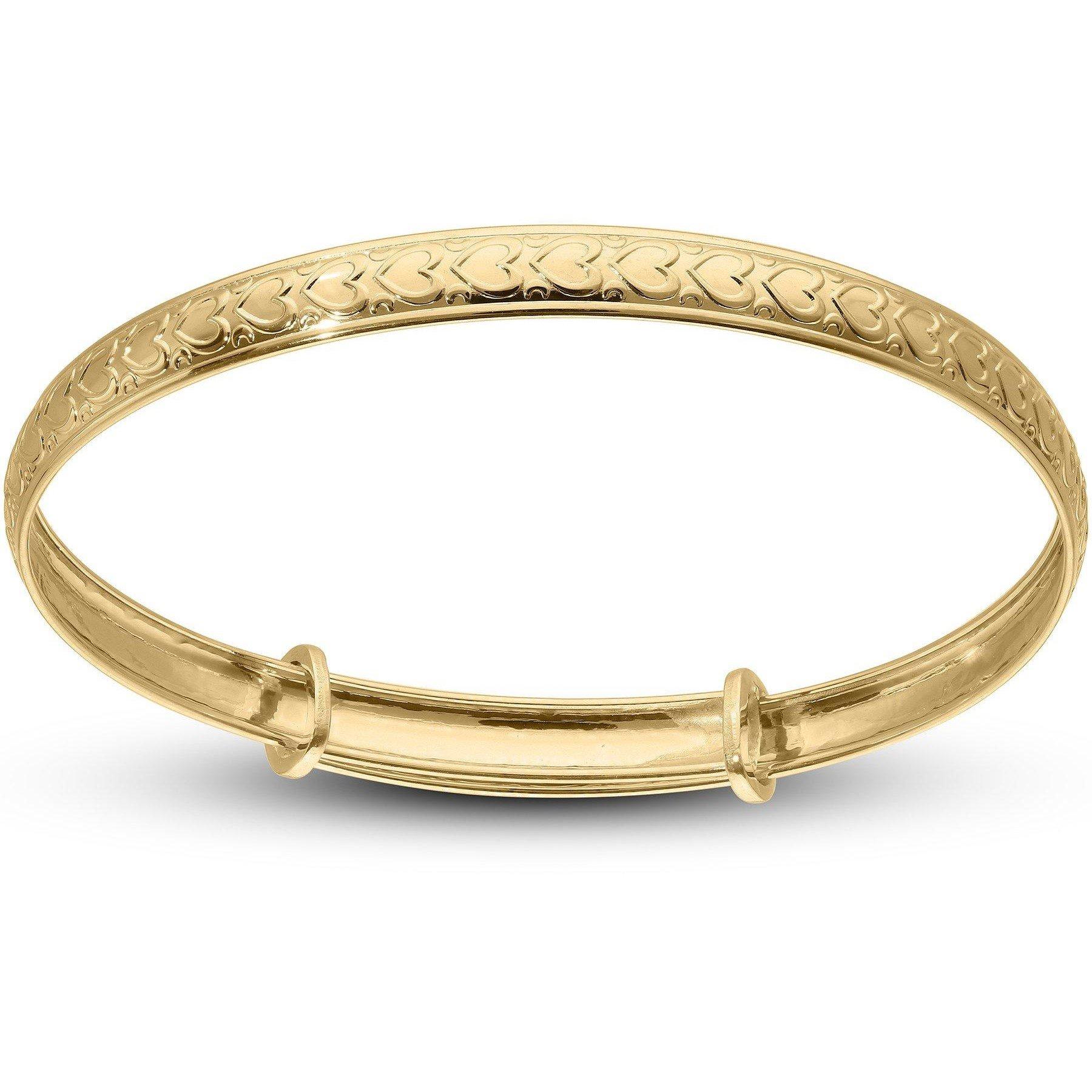 Gold - Be You - 9ct Embossed Heart Pattern Baby Bangle 0-1 years