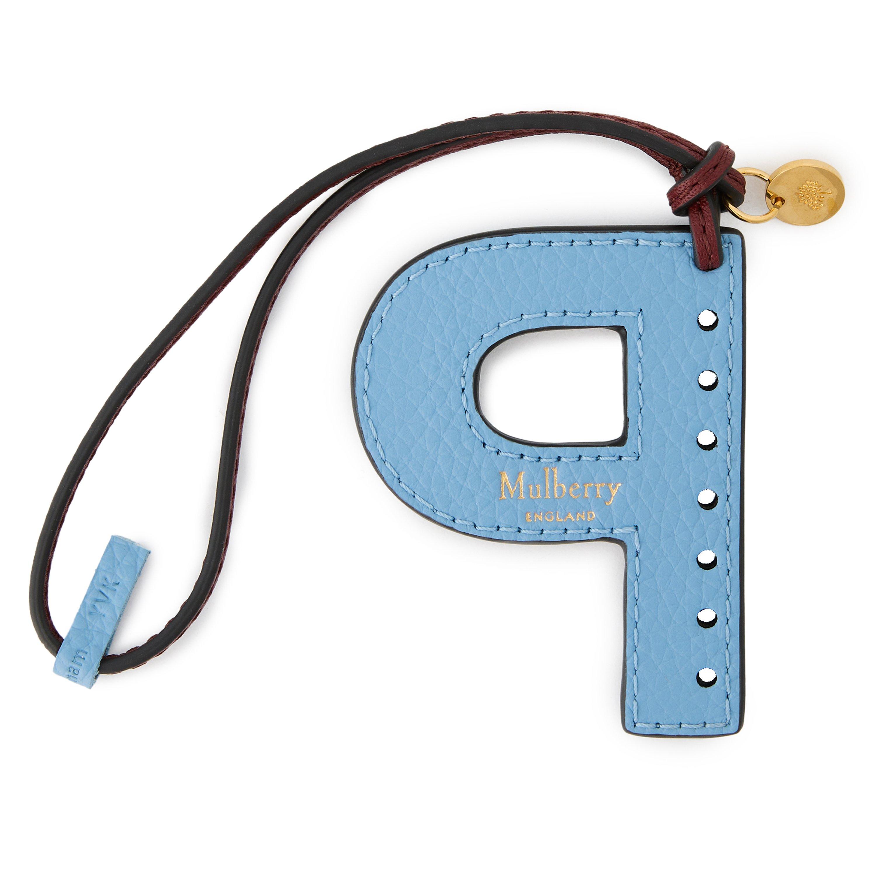 P - Pale Slate - Mulberry - Women's Bi Colour Leather Keyring - 2