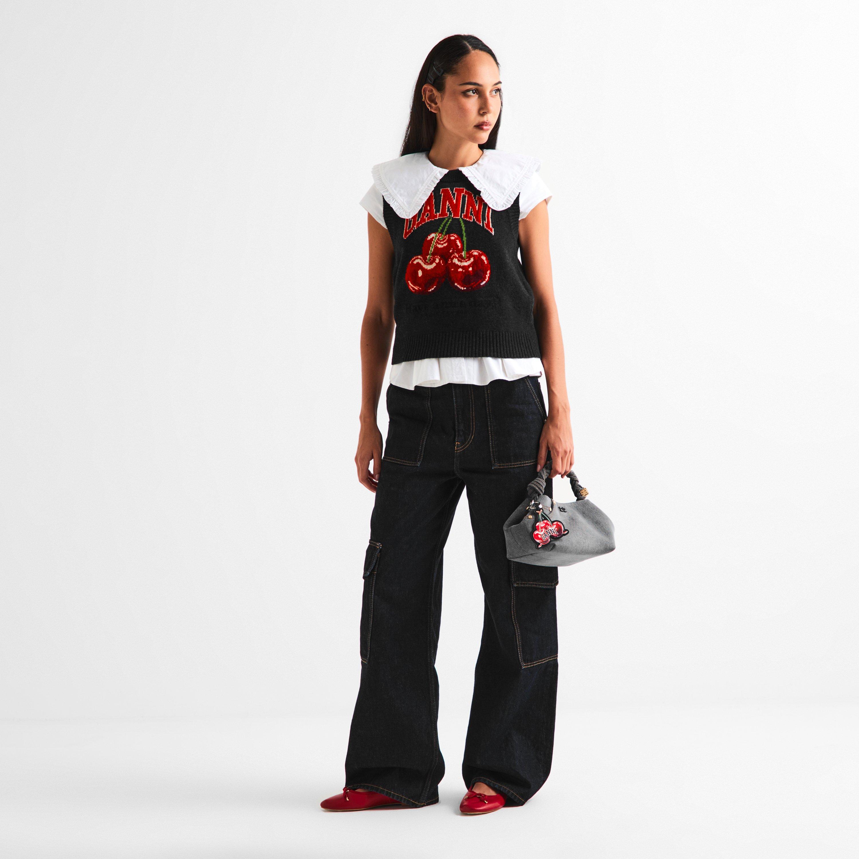 Black - Ganni - Women's Cherry Keyring - 4