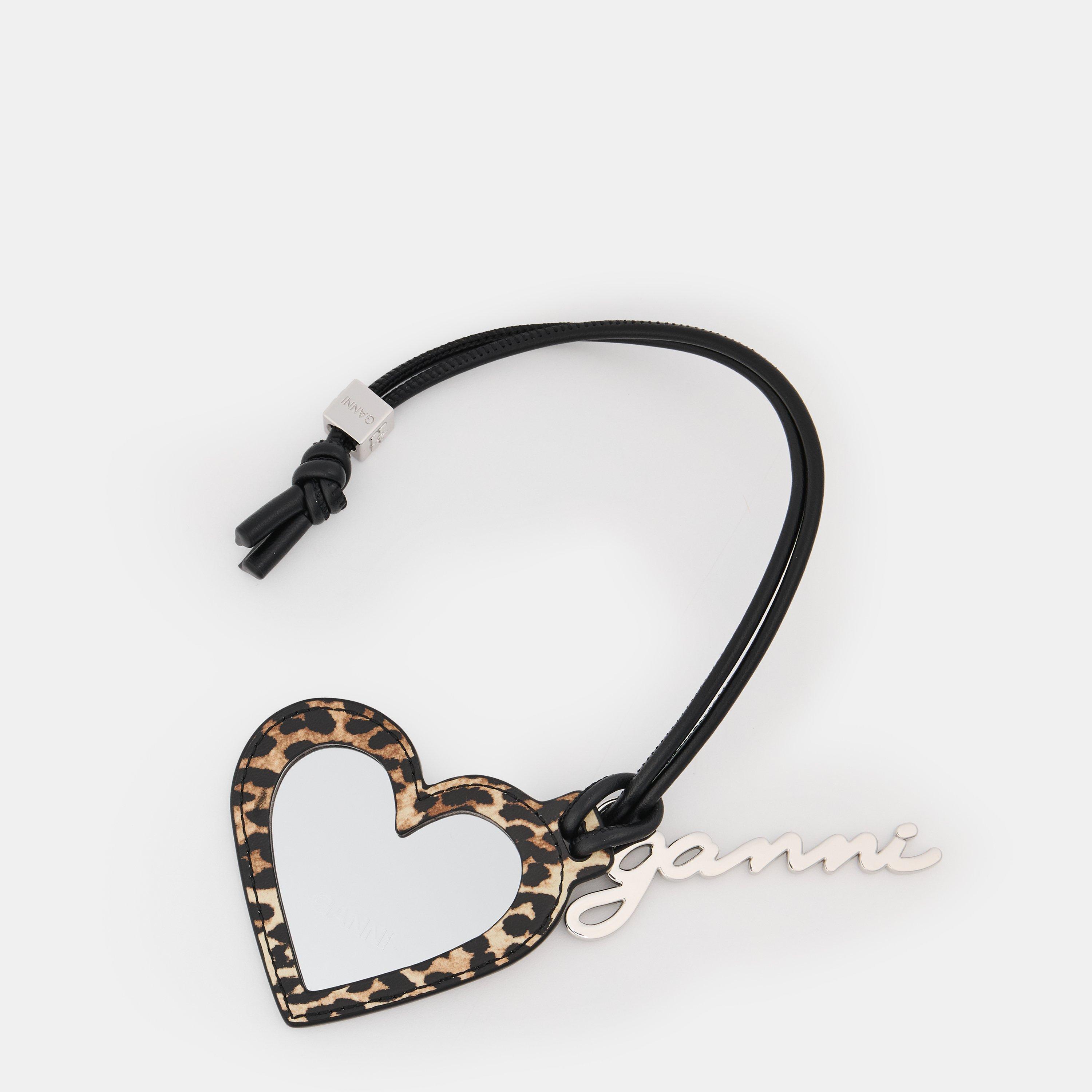 Ganni Women's Heart Keyring - Leopard
