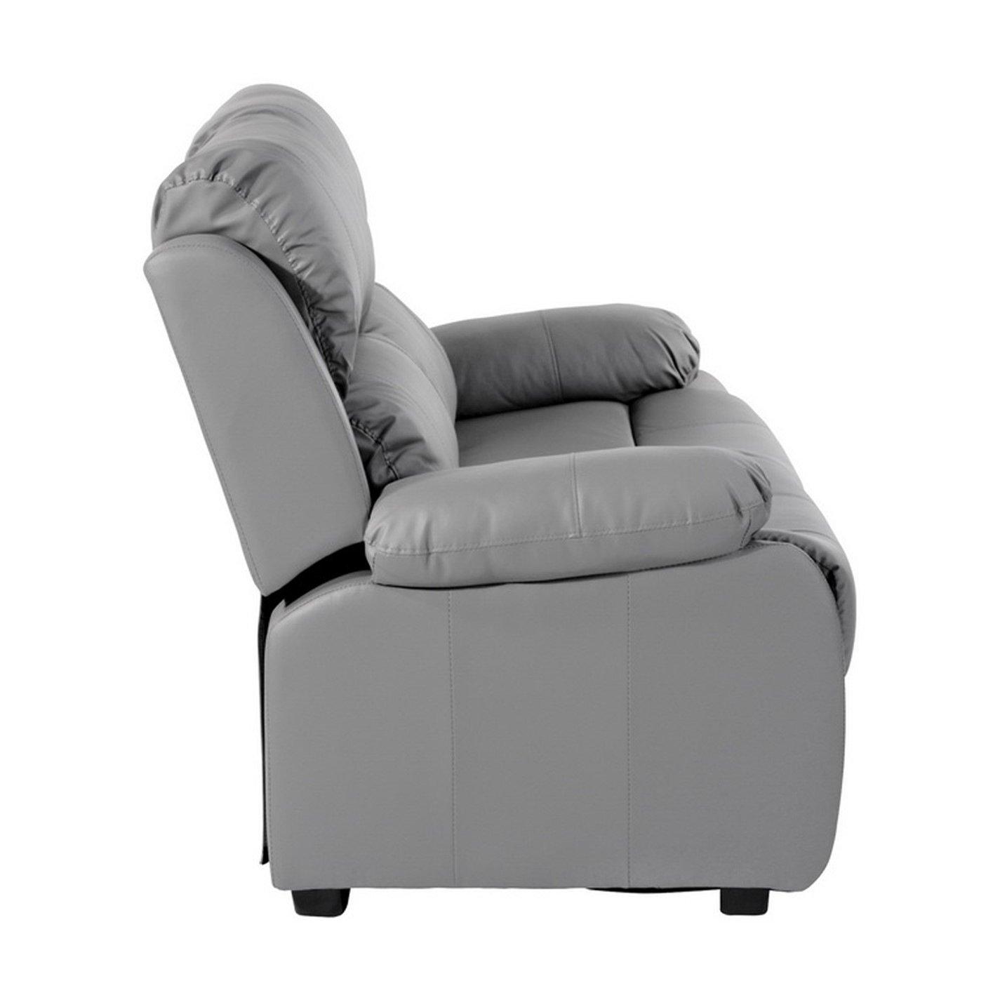 Grey - Homelife - Banbury Grey Faux Leather 2 Seat Sofa - 3