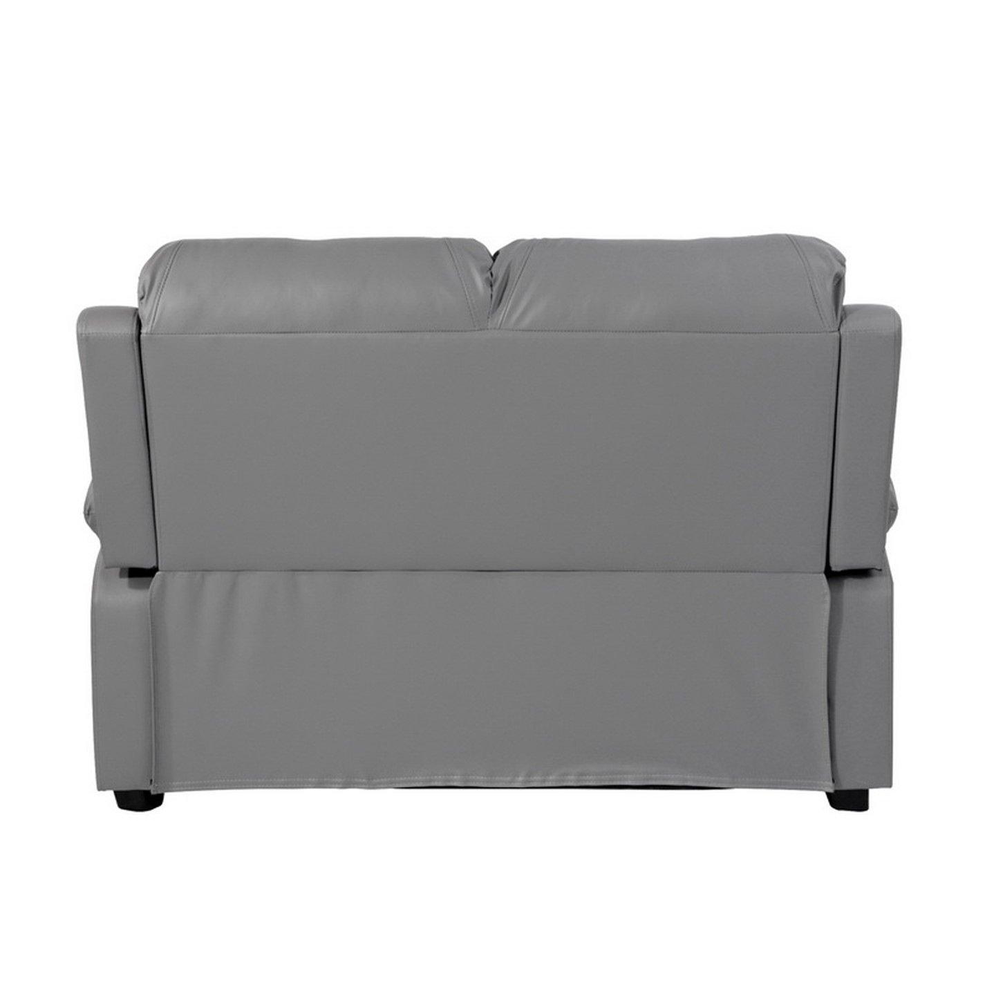 Grey - Homelife - Banbury Grey Faux Leather 2 Seat Sofa - 4
