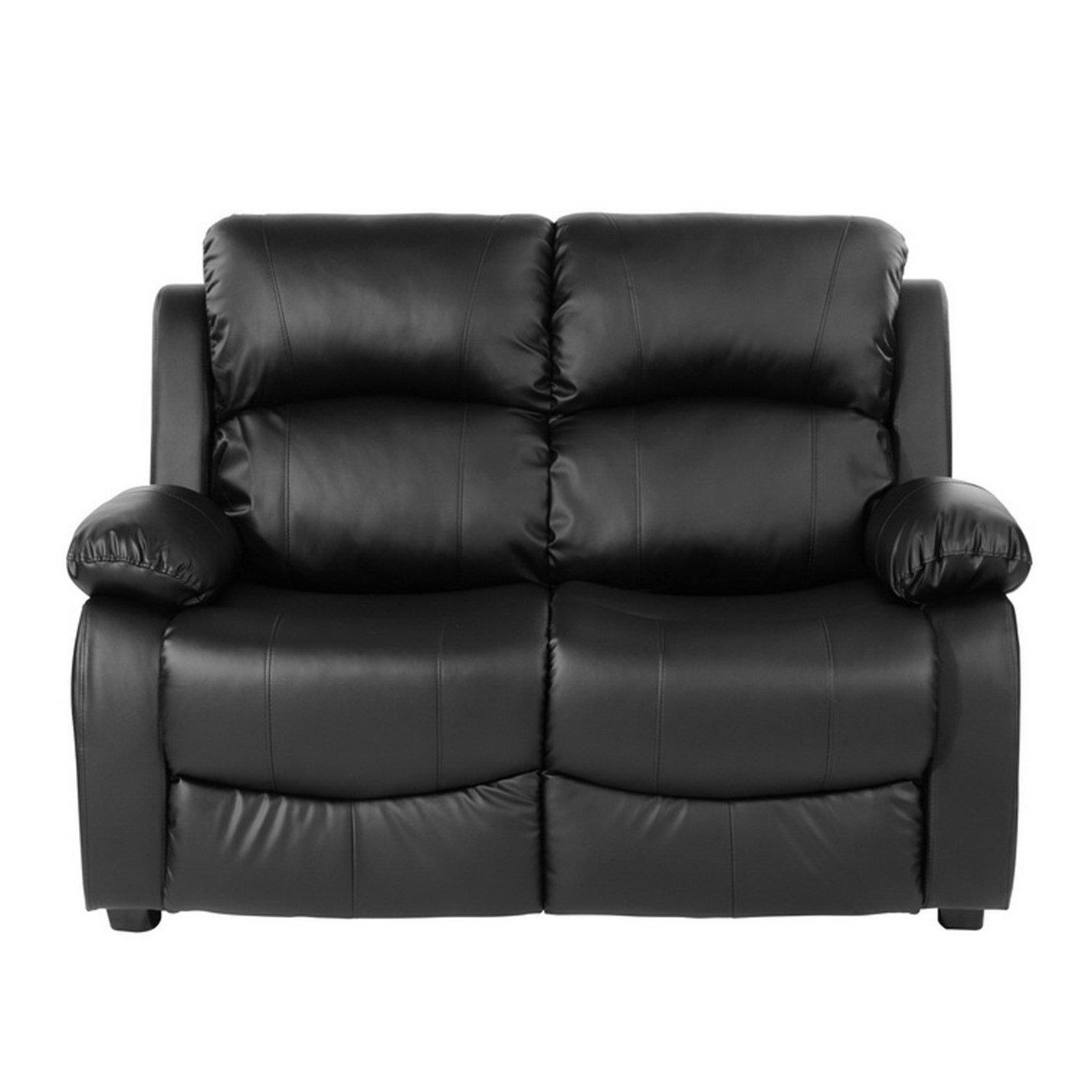 Black - Homelife - Banbury Grey Faux Leather 2 Seat Sofa - 2