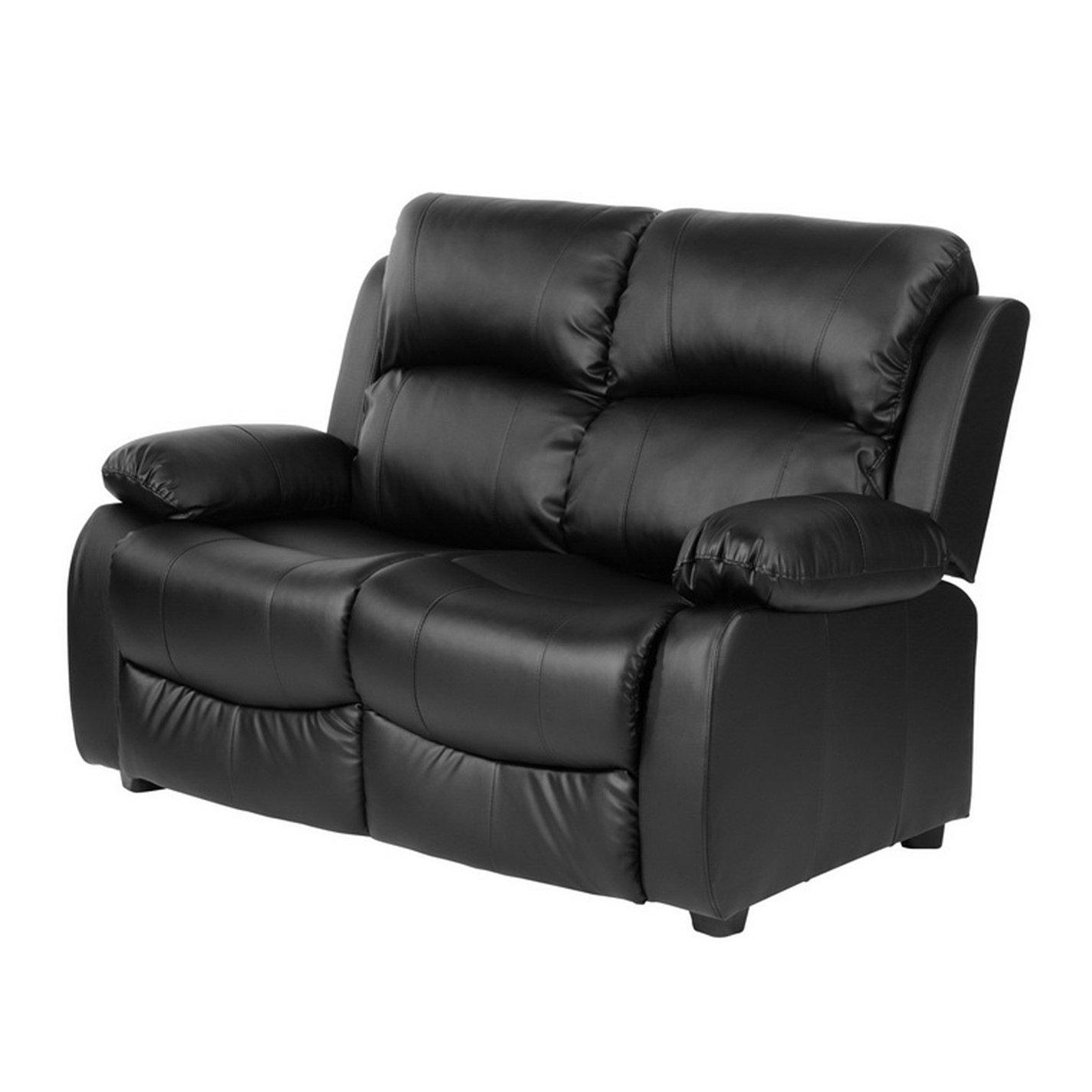 Black - Homelife - Banbury Grey Faux Leather 2 Seat Sofa - 3