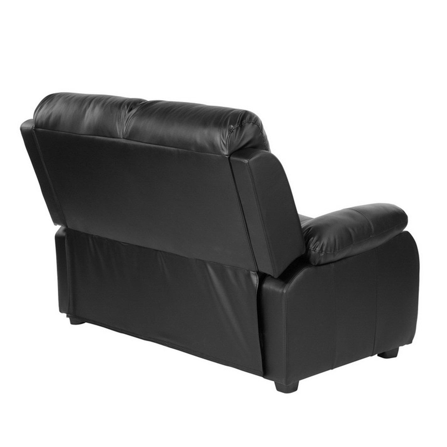 Black - Homelife - Banbury Grey Faux Leather 2 Seat Sofa - 4