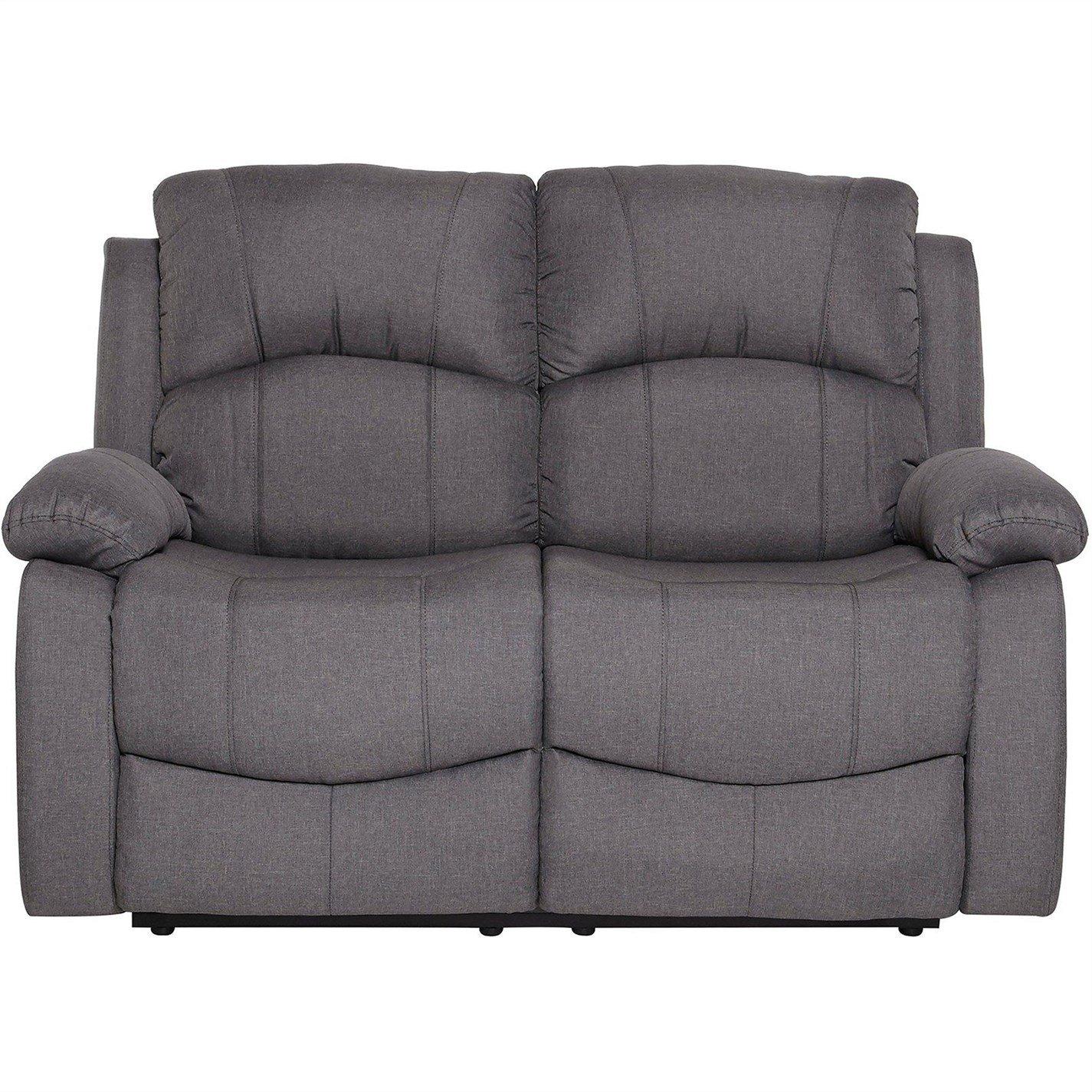 Grey - Homelife - Canterbury Grey Fabric 2 Seater Recliner Sofa - 1