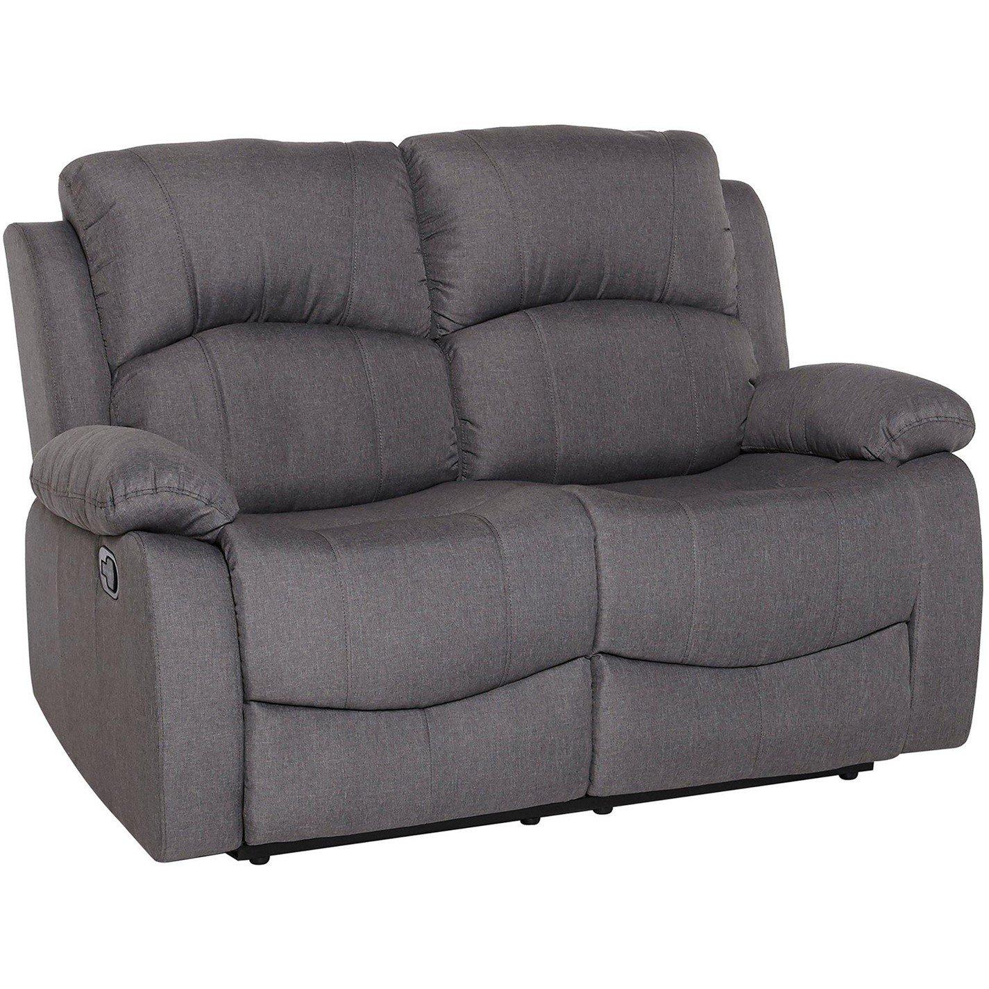 Grey - Homelife - Canterbury Grey Fabric 2 Seater Recliner Sofa - 2