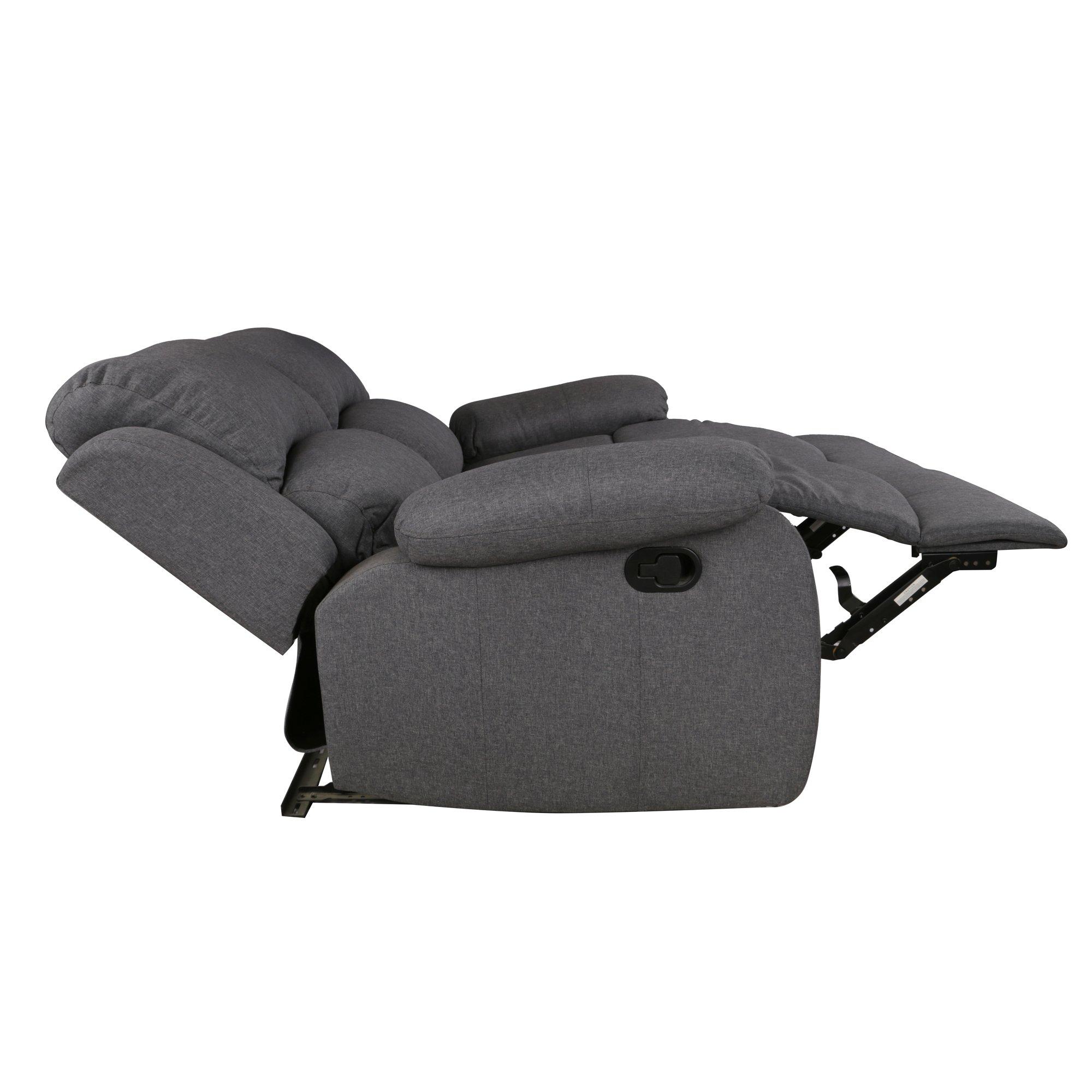Grey - Homelife - Canterbury Grey Fabric 2 Seater Recliner Sofa - 4