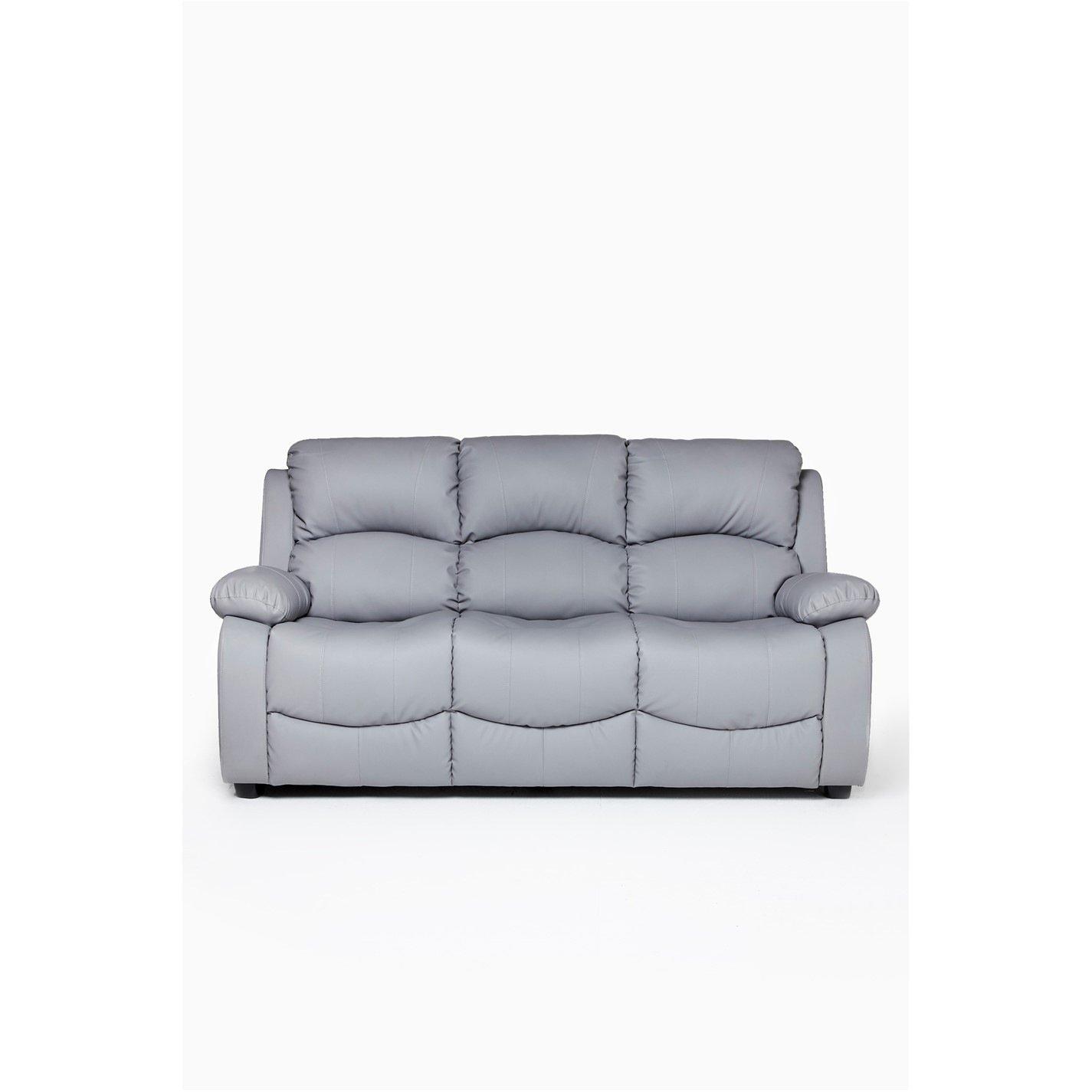 Grey - Homelife - Banbury Faux Leather 3 Seater Sofa - 2