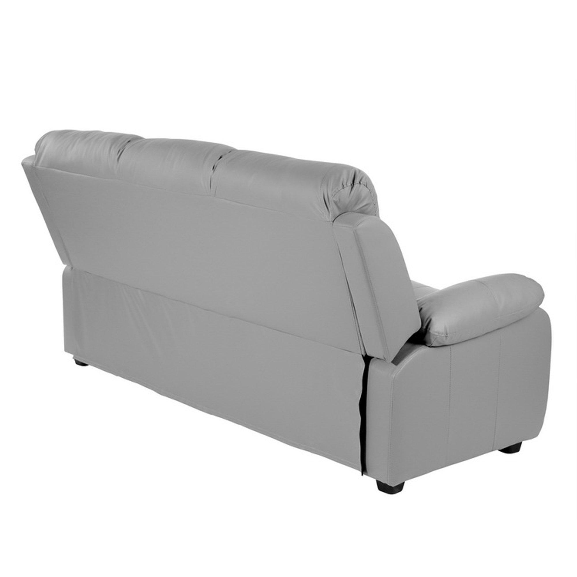 Grey - Homelife - Banbury Faux Leather 3 Seater Sofa - 4