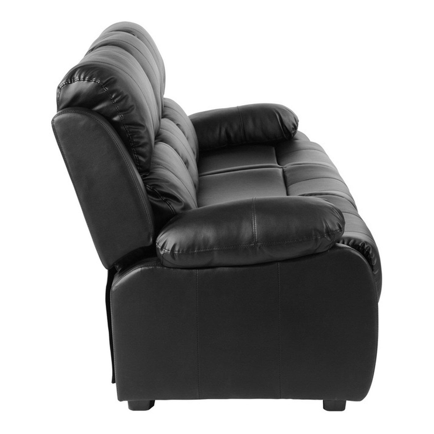 Black - Homelife - Banbury Faux Leather 3 Seater Sofa - 4