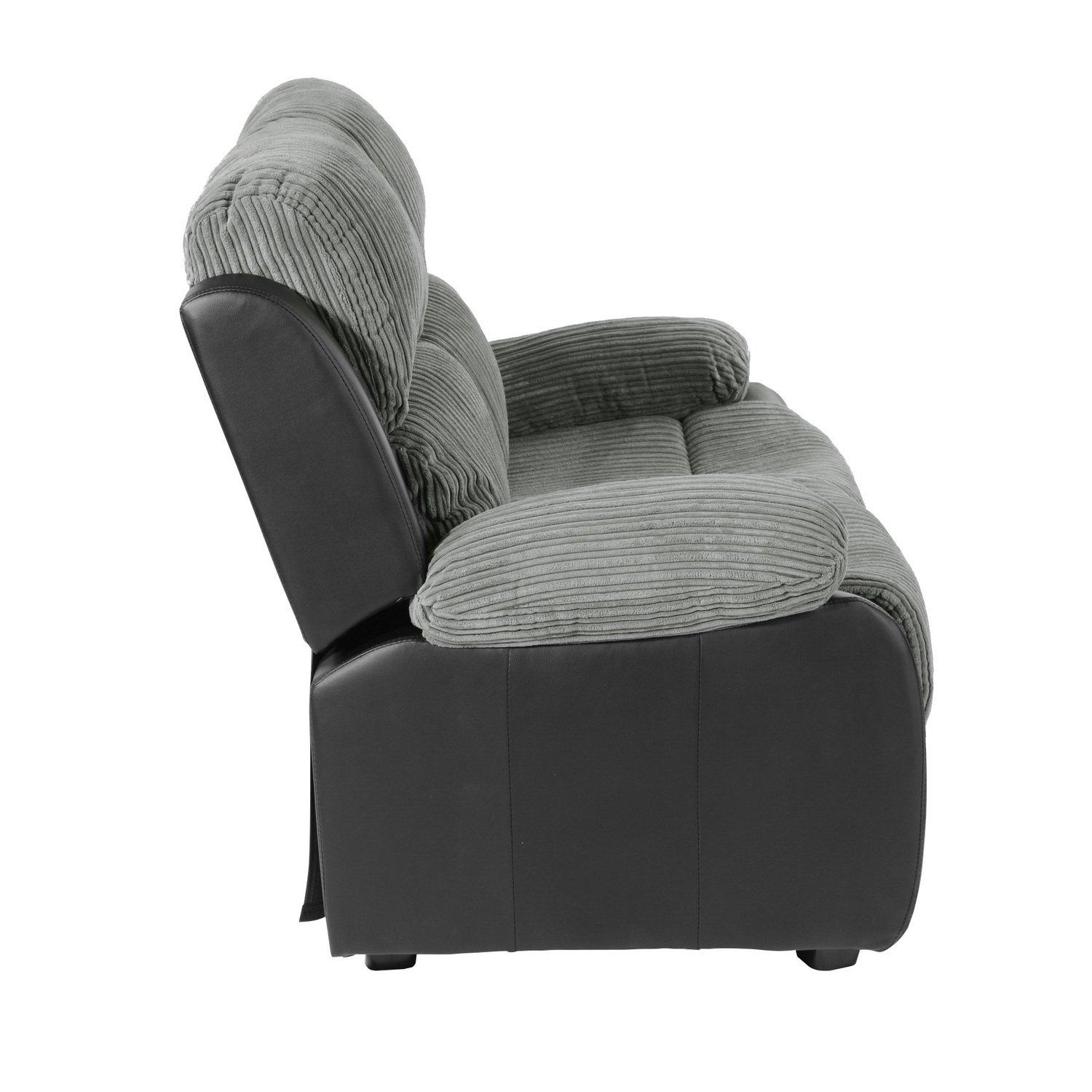 Black - Homelife - Banbury Faux Leather 2 Seater Black Jumbo Cord Sofa - 4