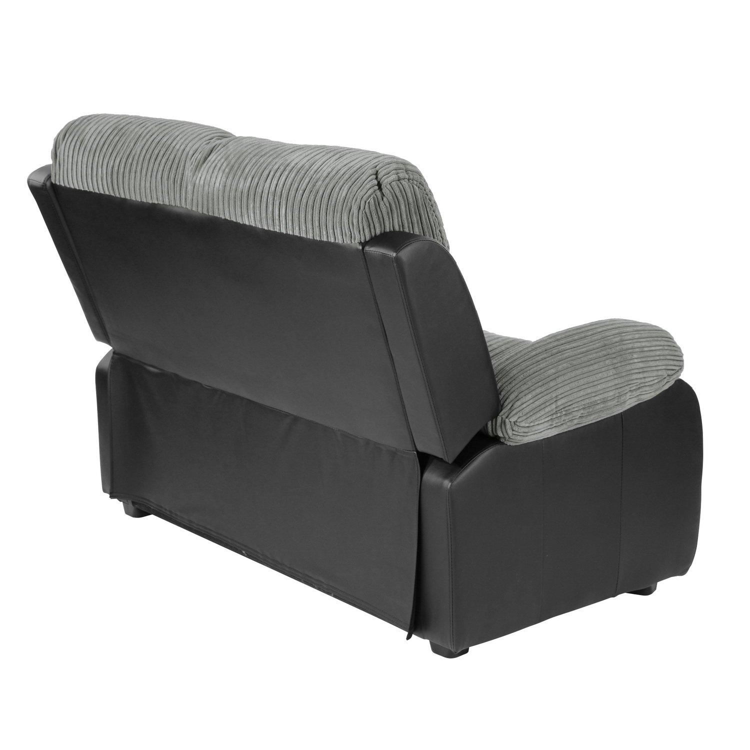 Black - Homelife - Banbury Faux Leather 2 Seater Black Jumbo Cord Sofa - 6