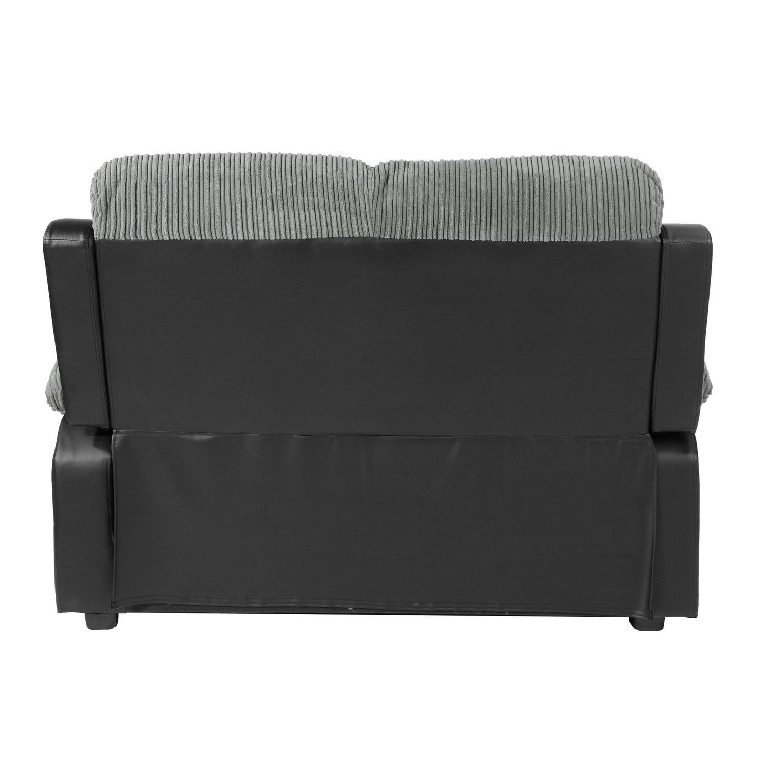Black - Homelife - Banbury Faux Leather 2 Seater Black Jumbo Cord Sofa - 7