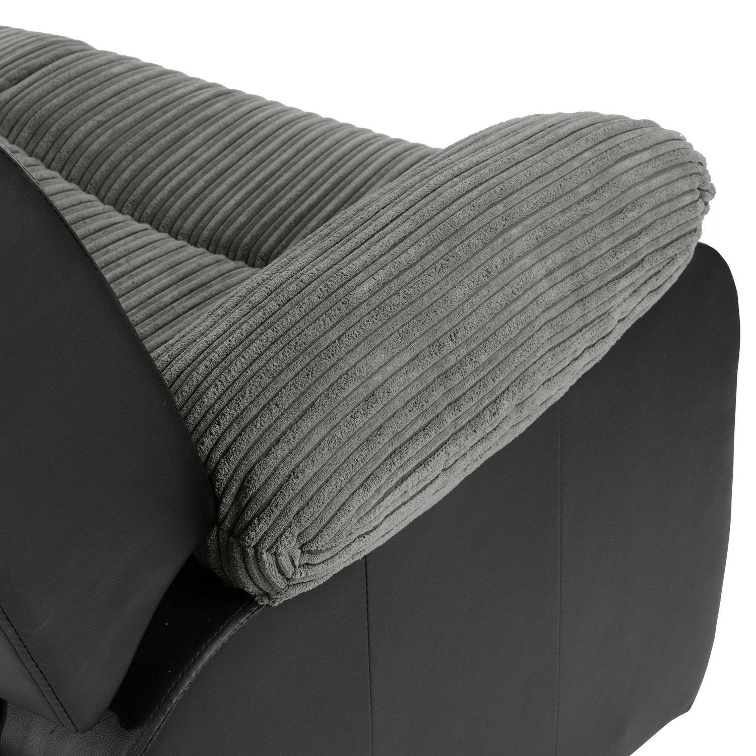 Black - Homelife - Banbury Faux Leather Cord 3 Seat Sofa - 11