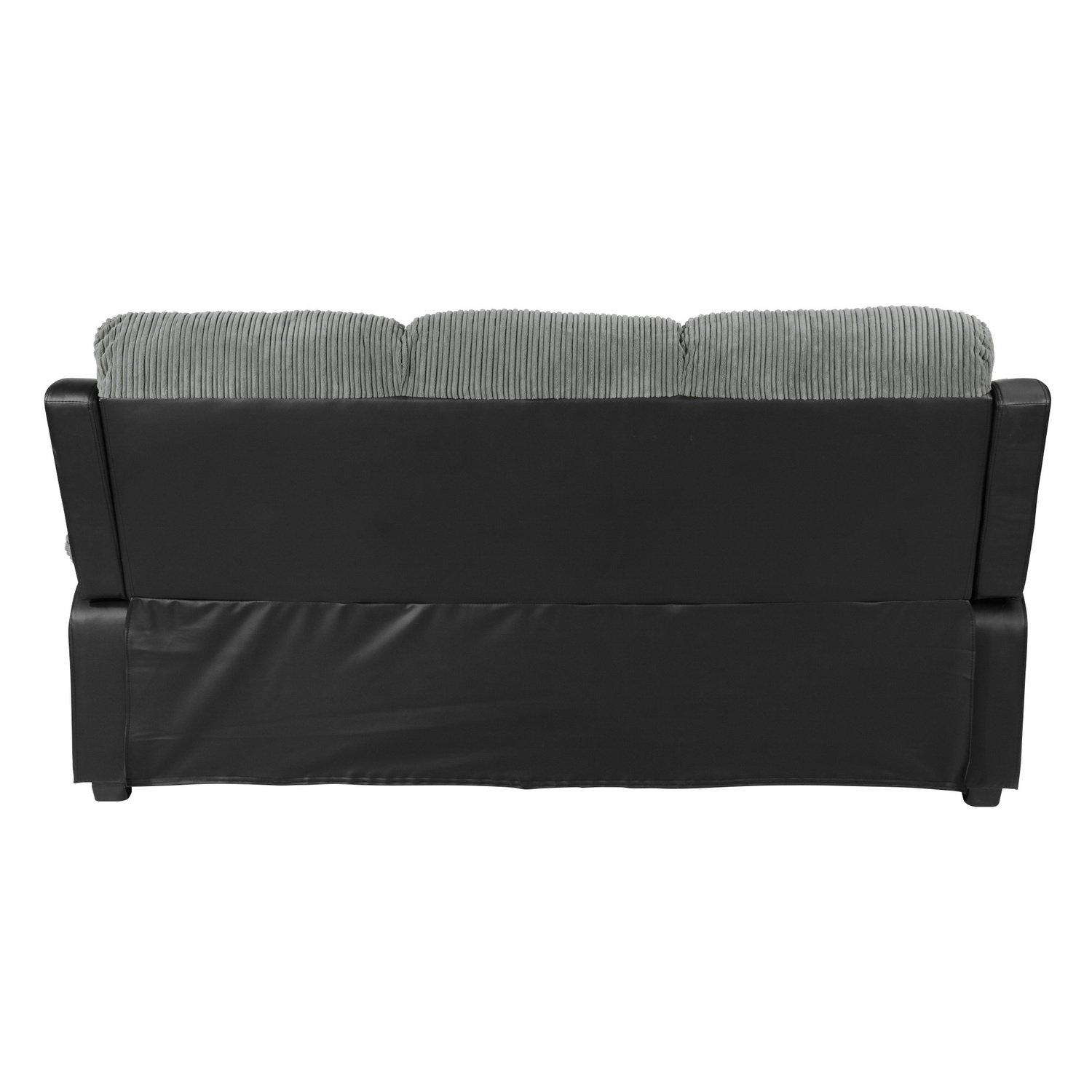 Black - Homelife - Banbury Faux Leather Cord 3 Seat Sofa - 8