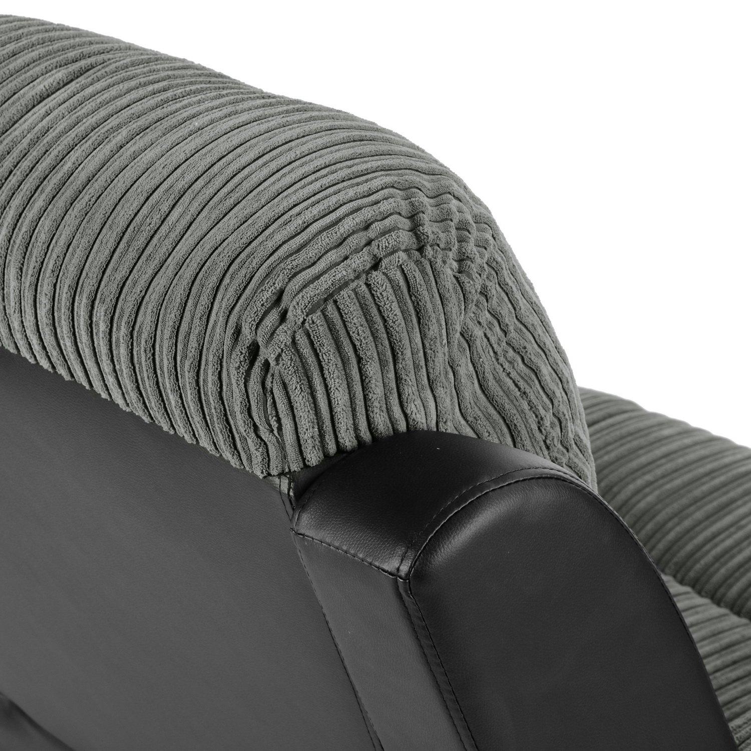 Black - Homelife - Banbury Faux Leather Cord 3 Seat Sofa - 9