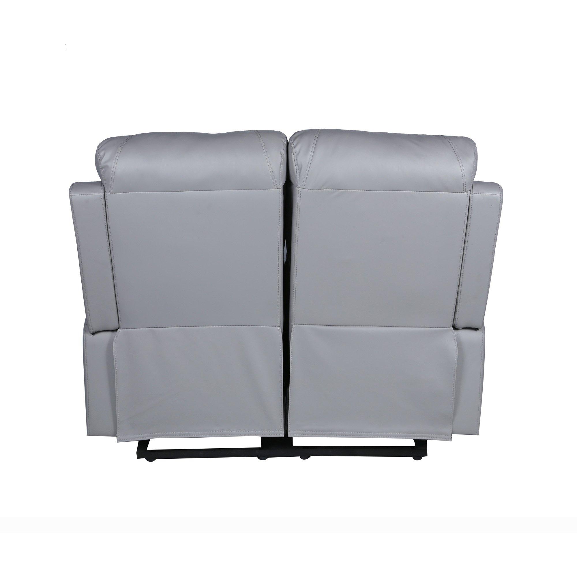 Grey - Homelife - Canterbury Faux Leather 2 Seater Recliner Sofa - 4