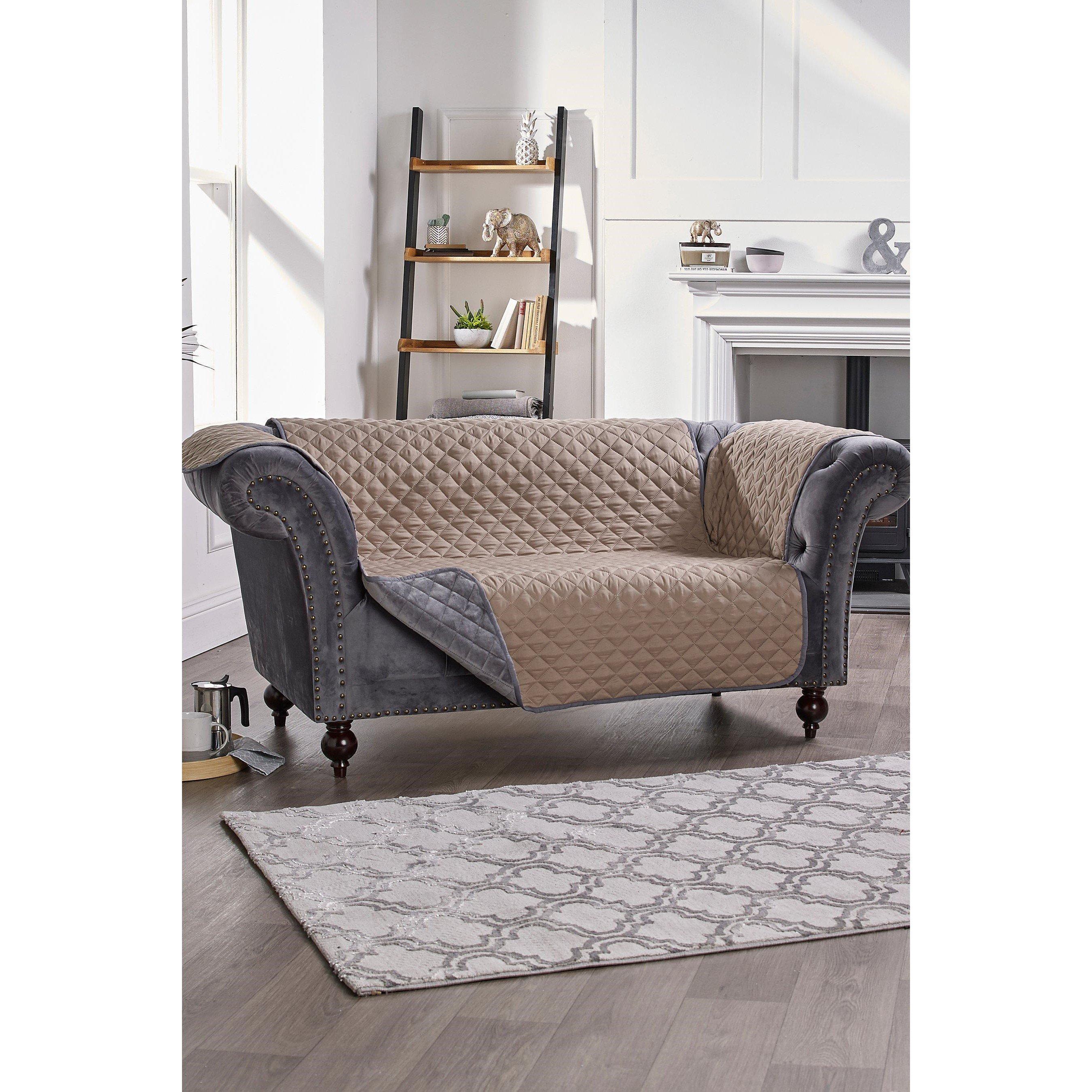 Grey - Homelife - Reversible Faux Velvet Furniture Protector - 2