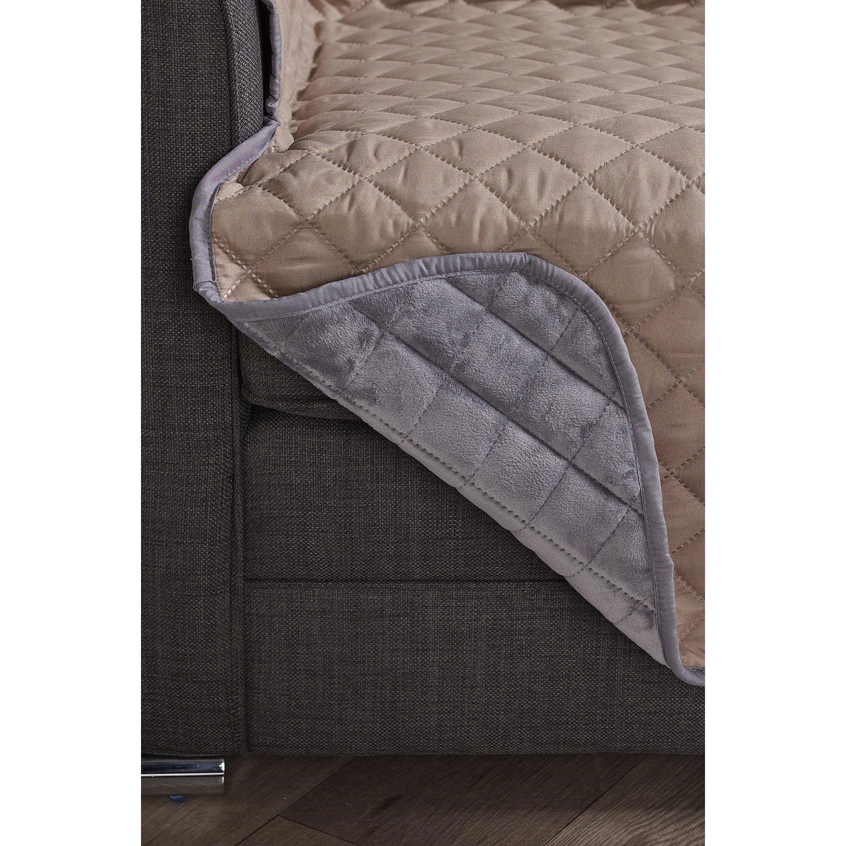 Grey - Homelife - Reversible Faux Velvet Furniture Protector - 3