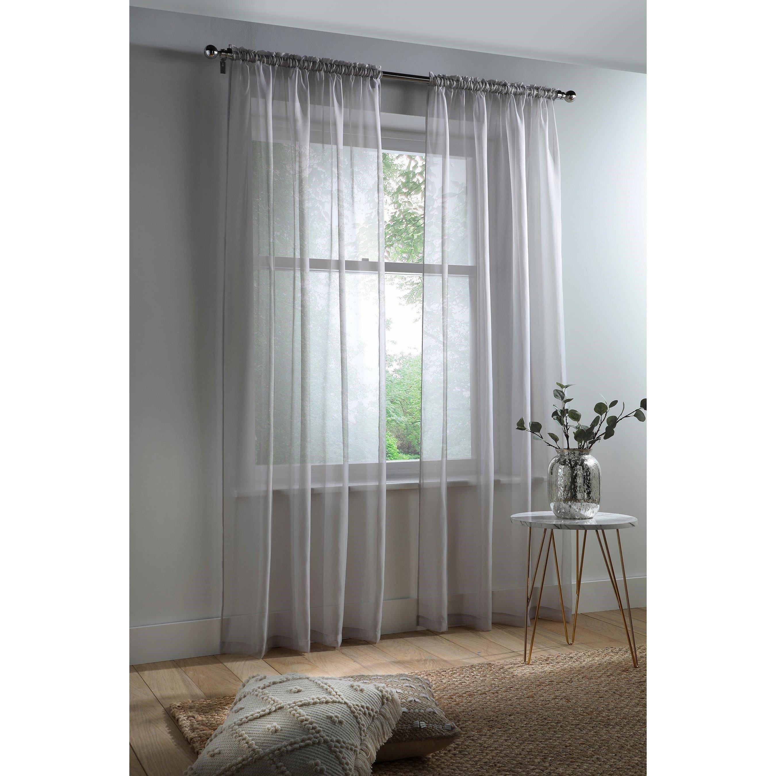 Grey - Homelife - Pair of Plain Voiles - 1