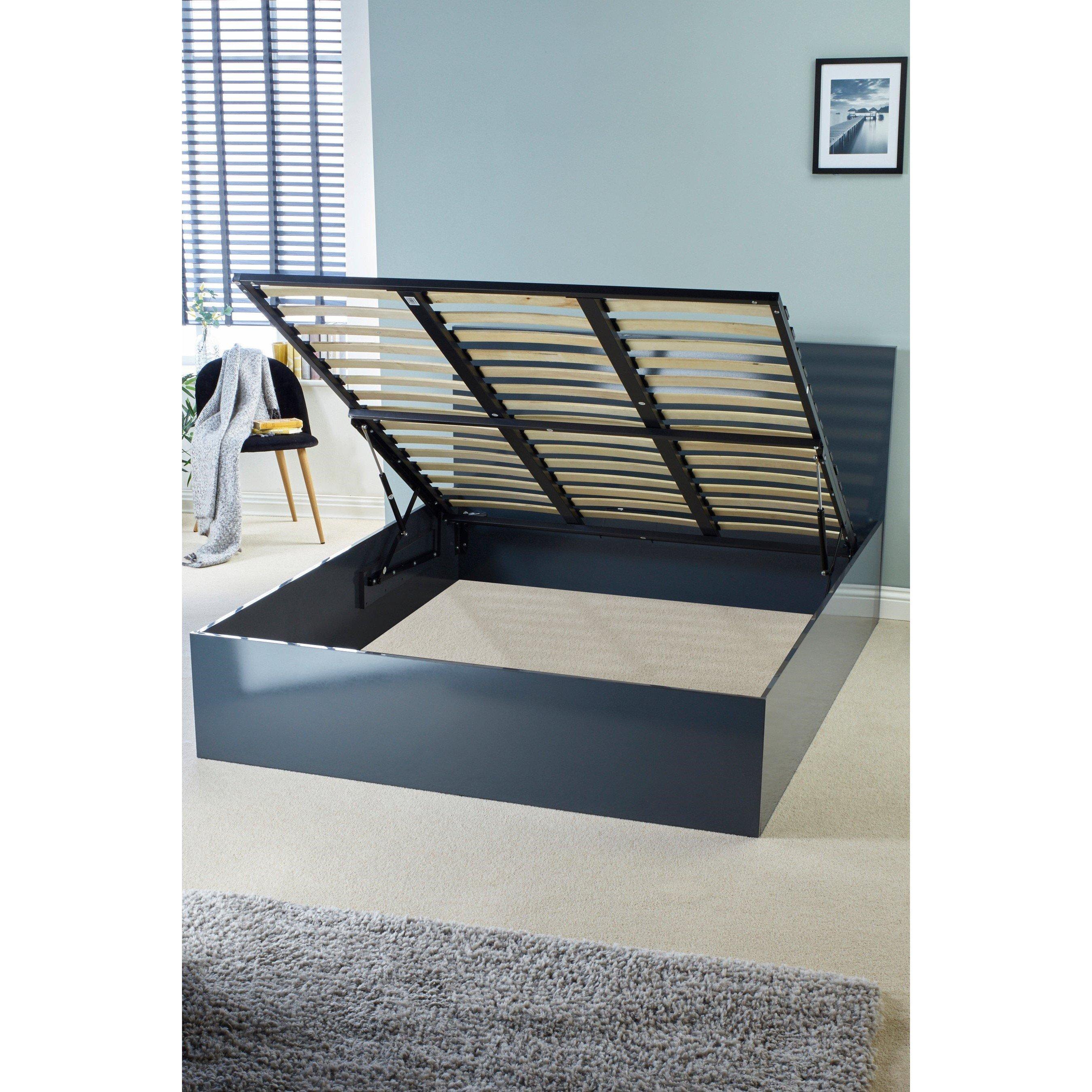 Grey - Homelife - High Gloss Ottoman Bed - 3