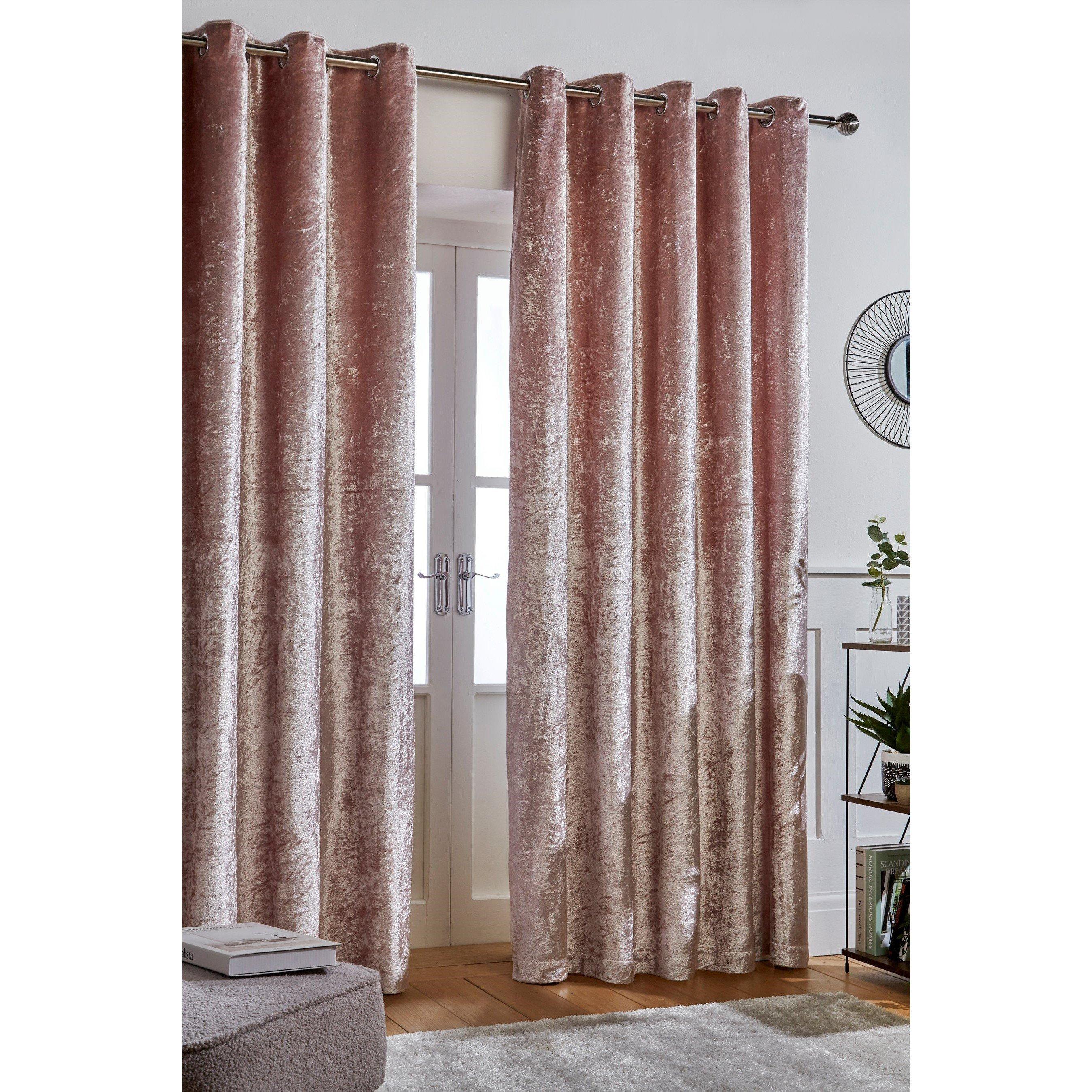 Blush - Homelife - Crushed Velvet Eyelet Curtains - 1