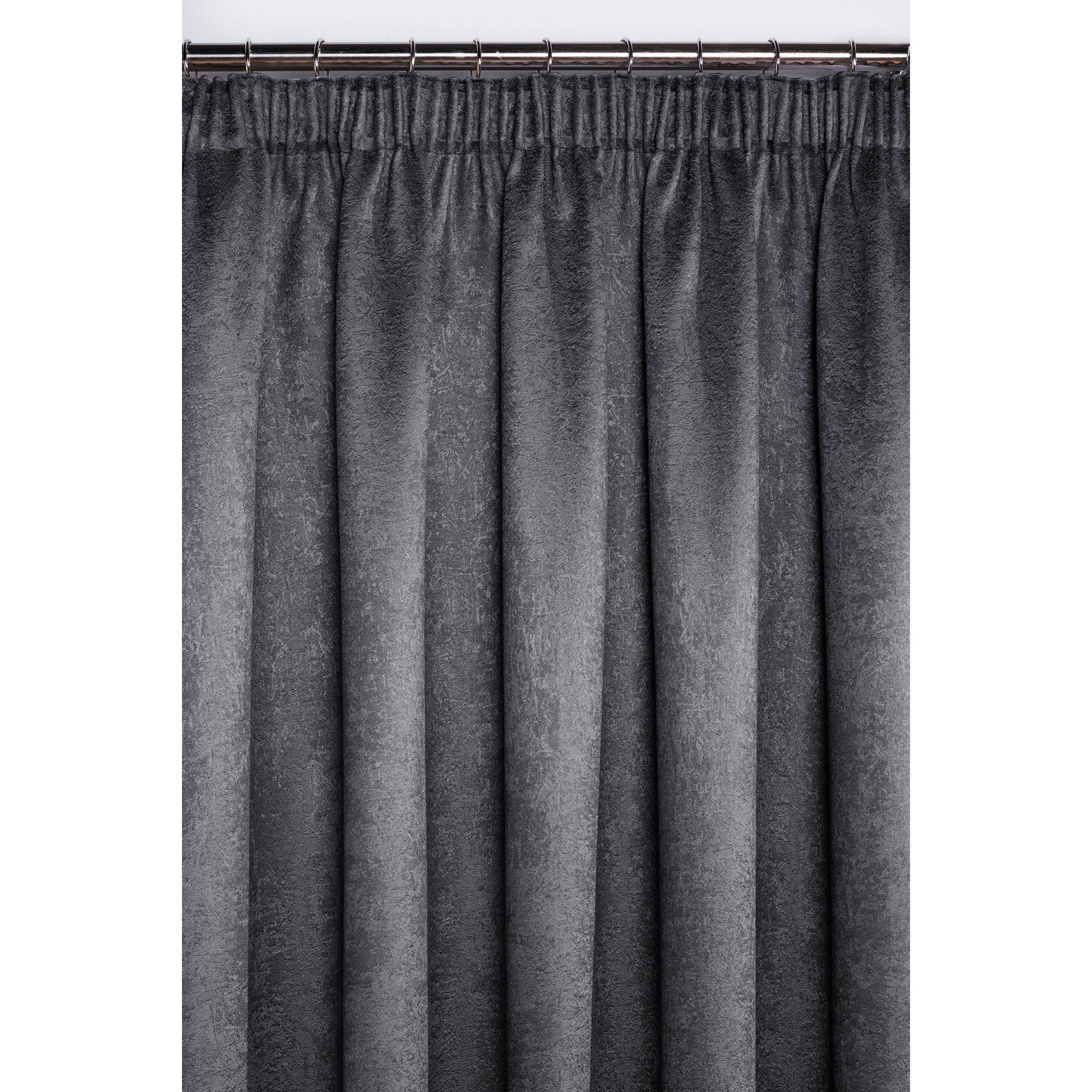 Charcoal - Homelife - Crinkle Woven Blackout Pencil Pleat Curtains - 3