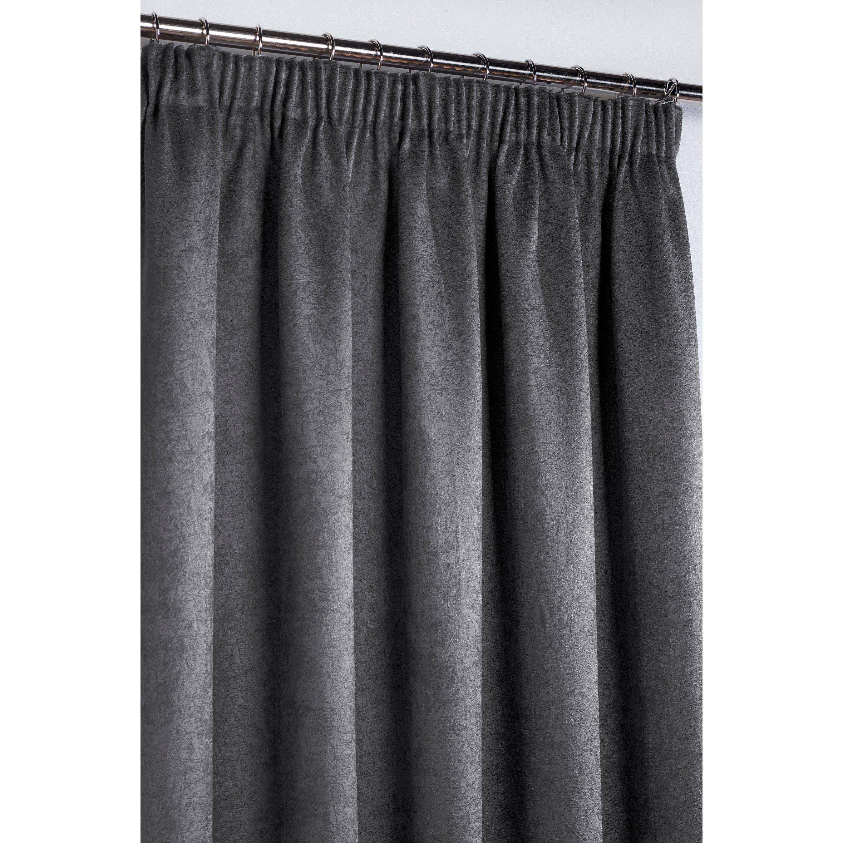 Charcoal - Homelife - Crinkle Woven Blackout Pencil Pleat Curtains - 4