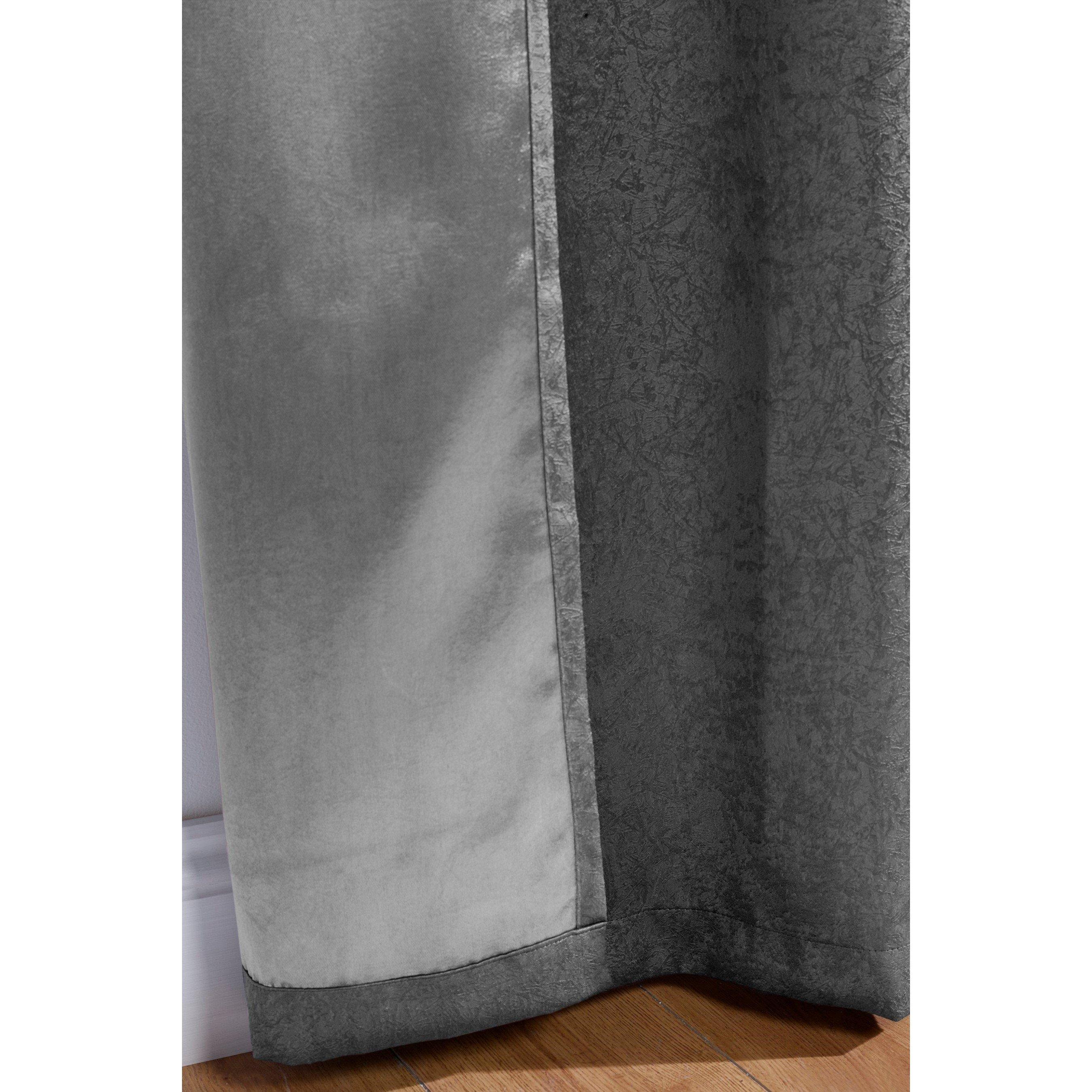 Charcoal - Homelife - Crinkle Woven Blackout Pencil Pleat Curtains - 6