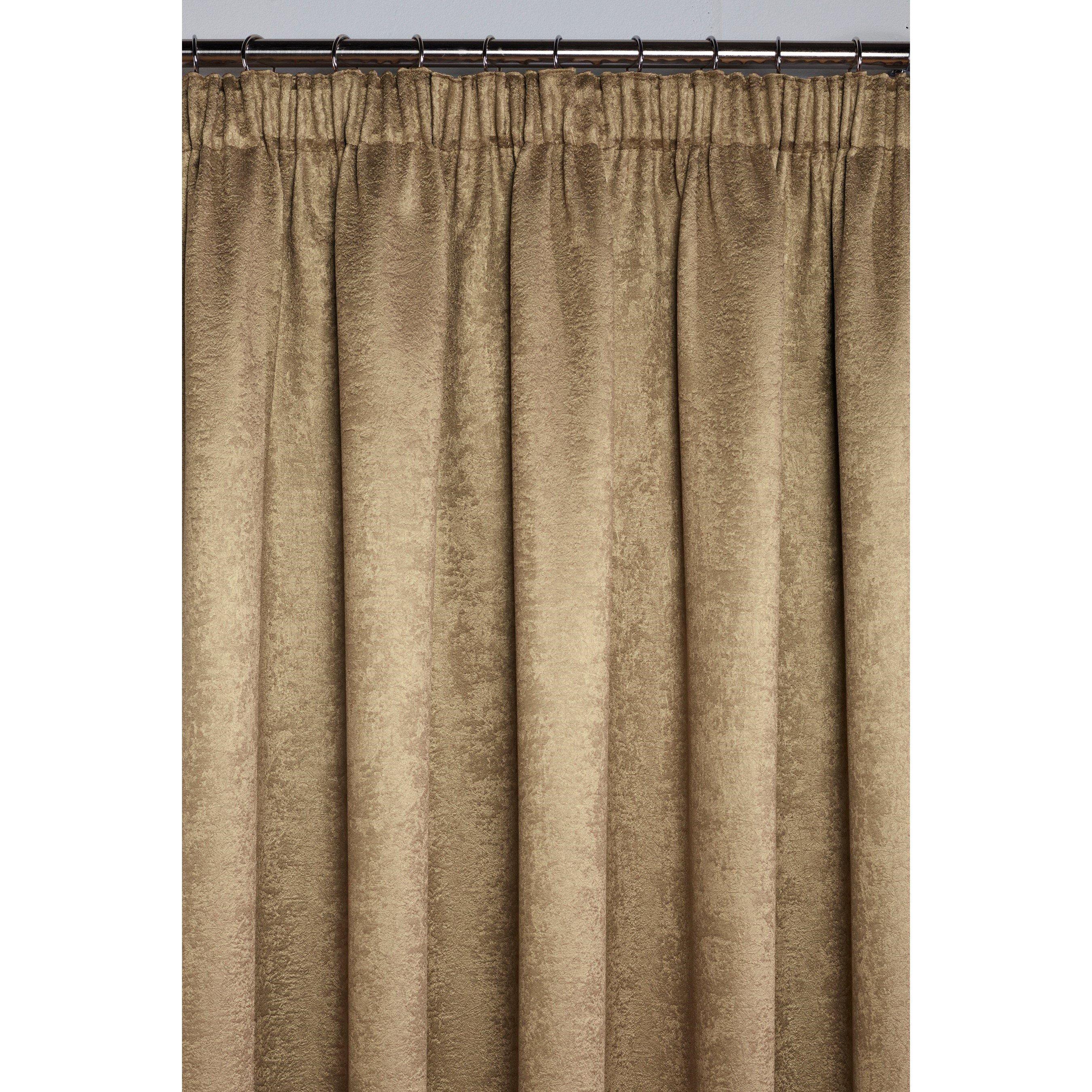 Latte - Homelife - Crinkle Woven Blackout Pencil Pleat Curtains - 3