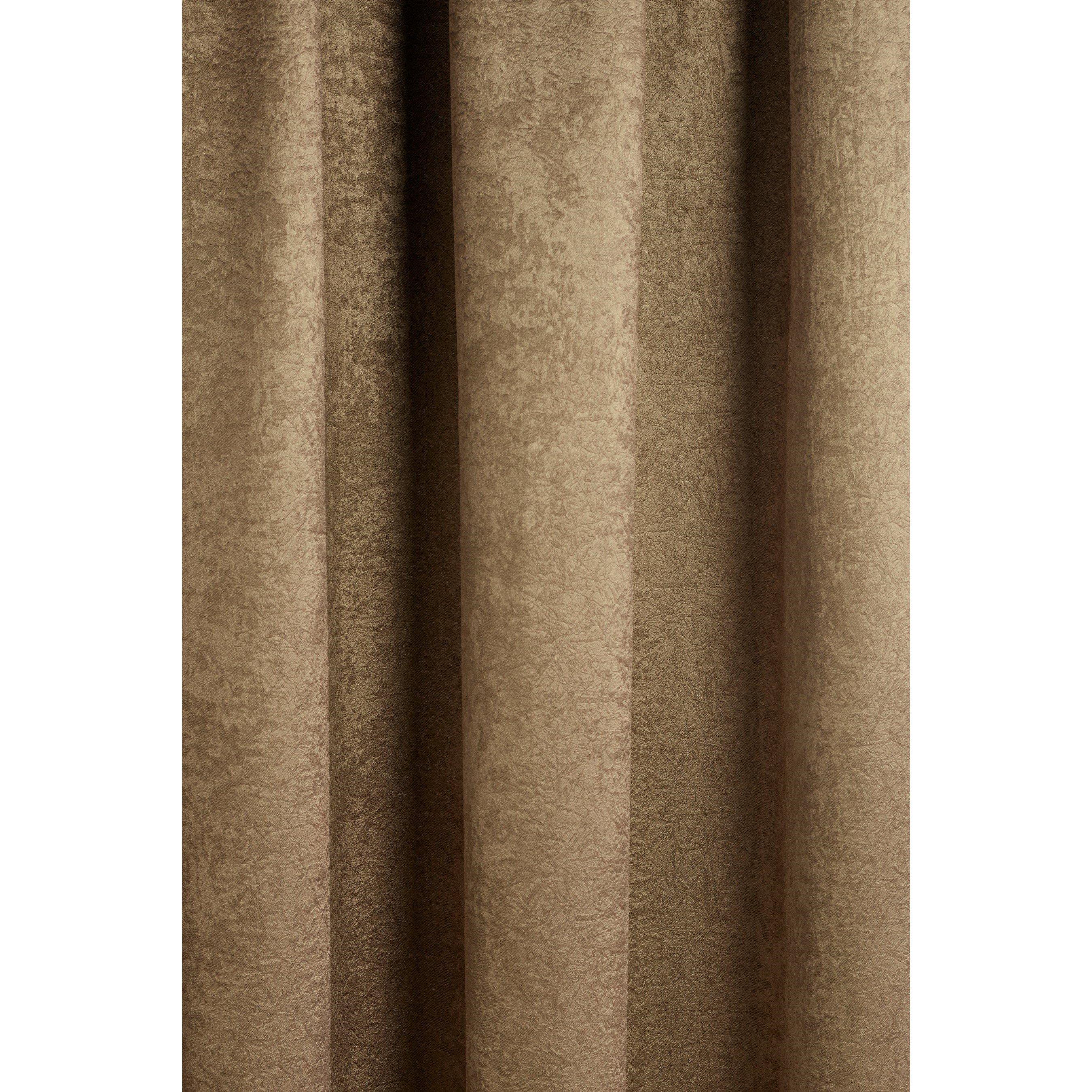 Latte - Homelife - Crinkle Woven Blackout Pencil Pleat Curtains - 5