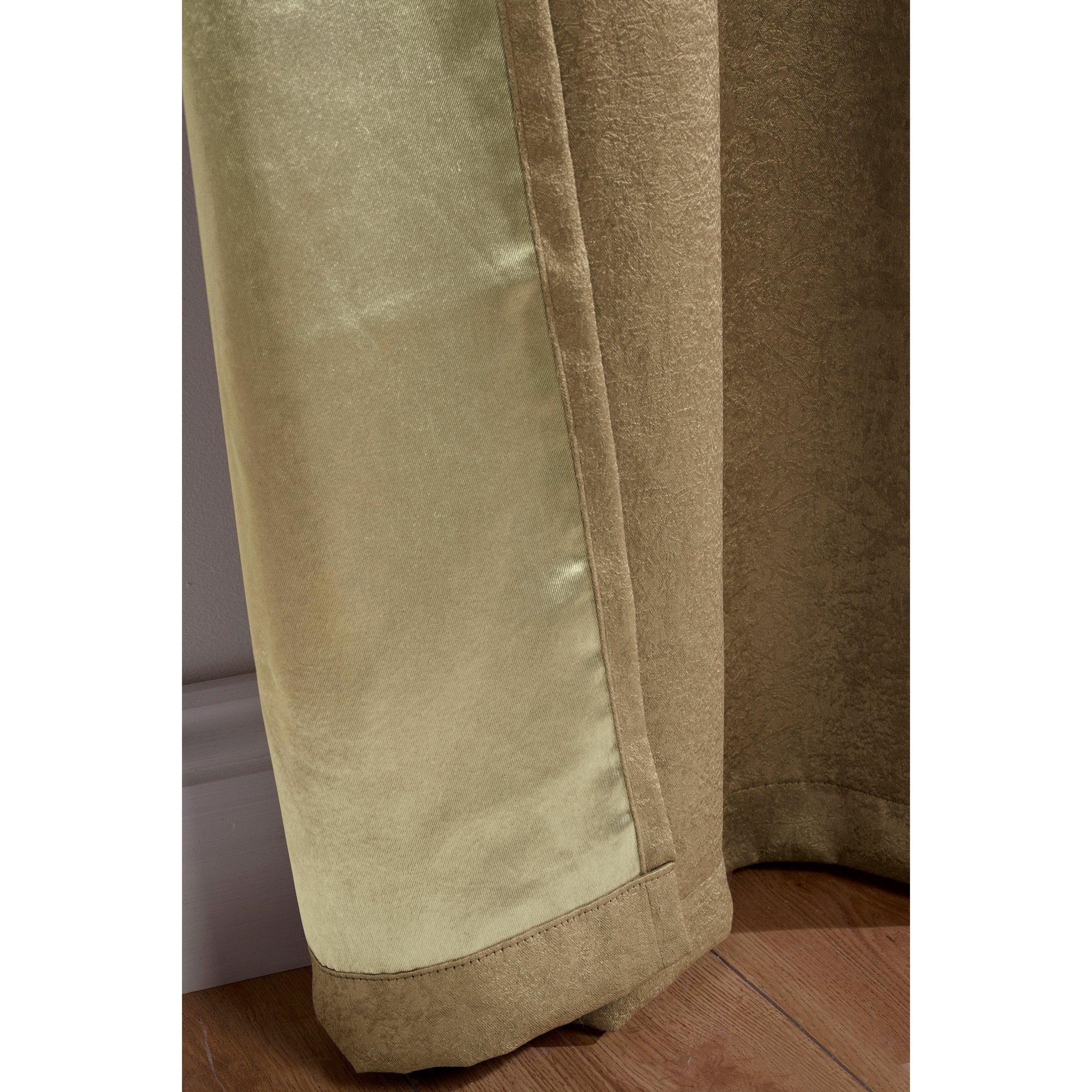Latte - Homelife - Crinkle Woven Blackout Pencil Pleat Curtains - 6