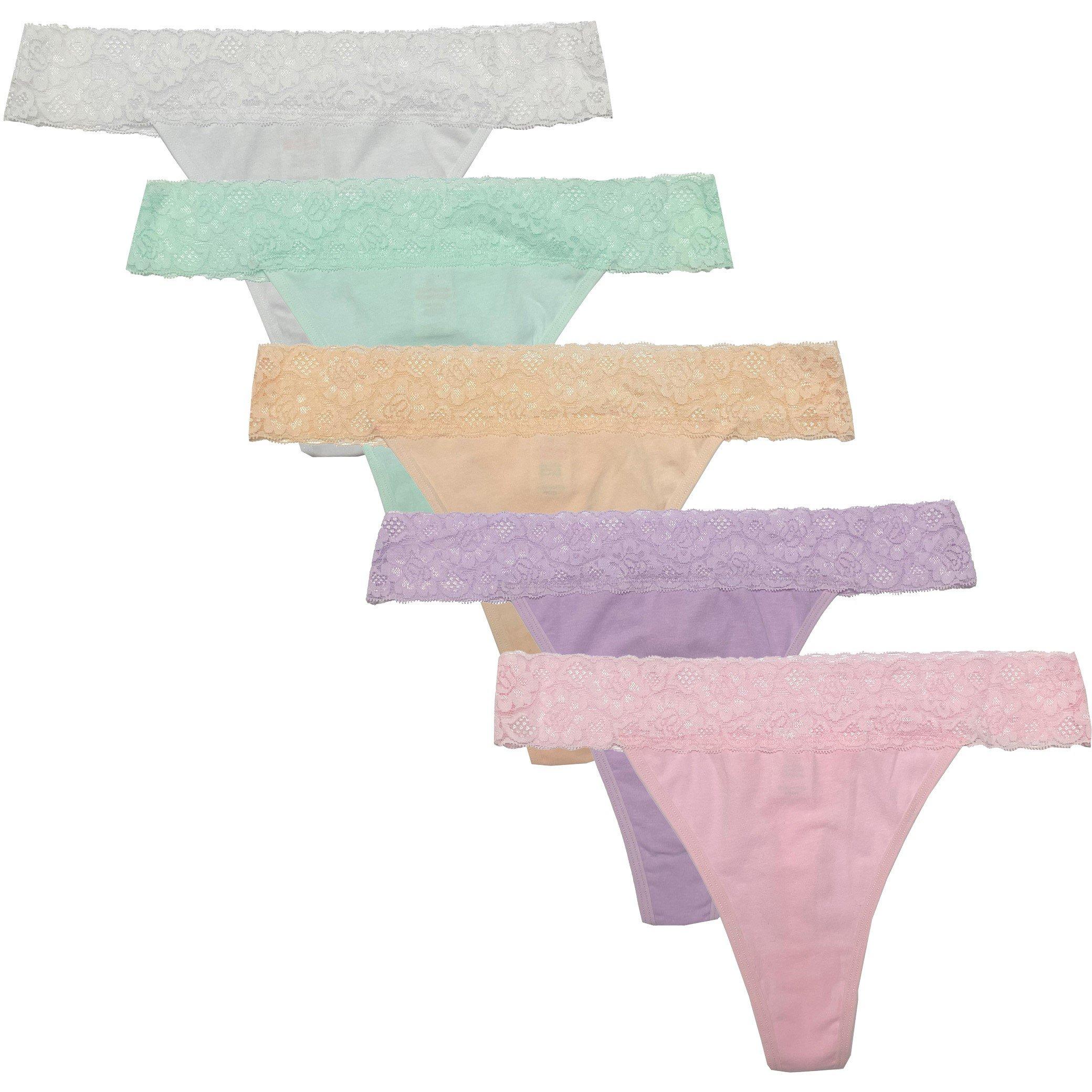 Multi - Be You - Pack Lace Trim Cotton Thong - 1