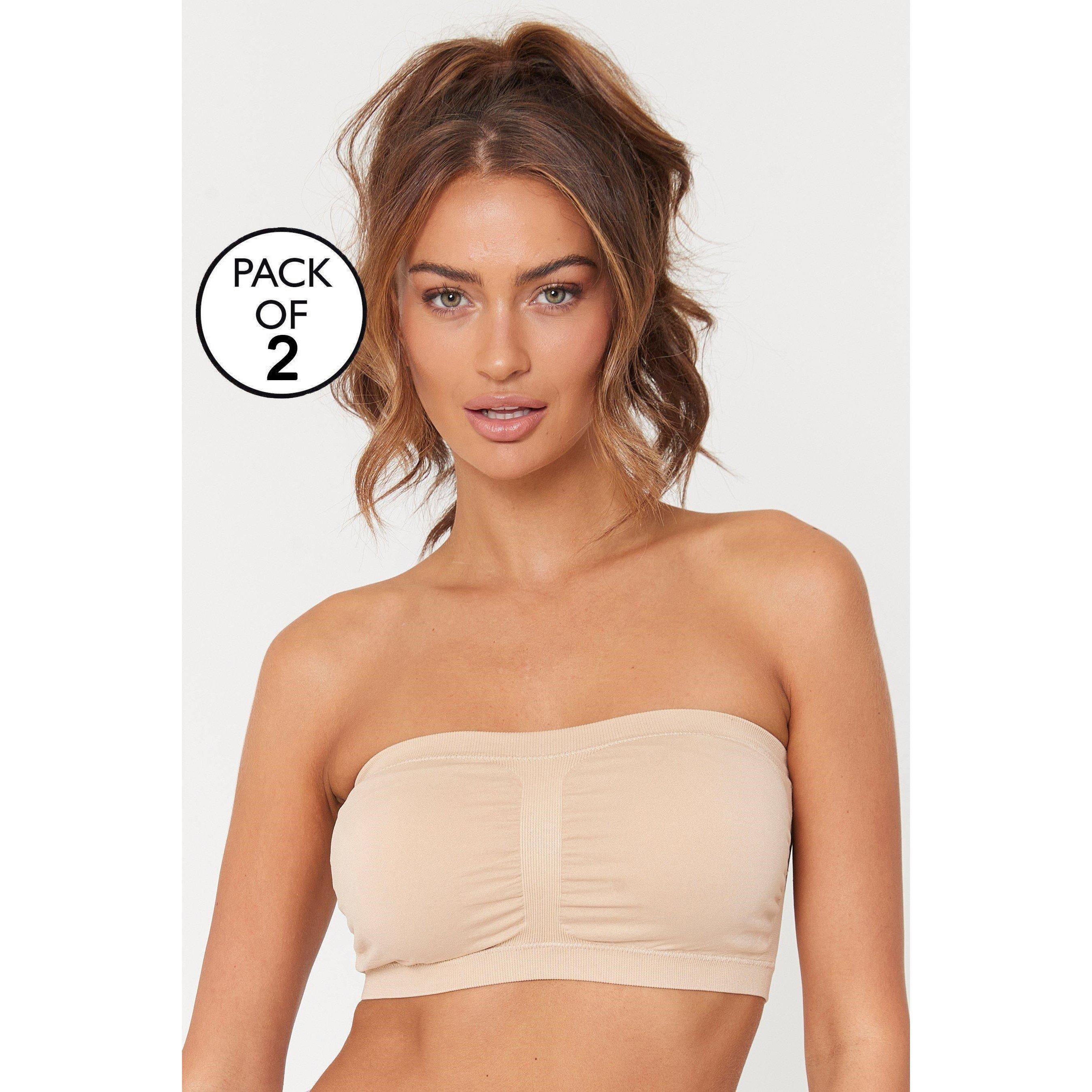 White/Nude - Be You - Women's 2 Pack Bandeau Non Wired Bra - 1