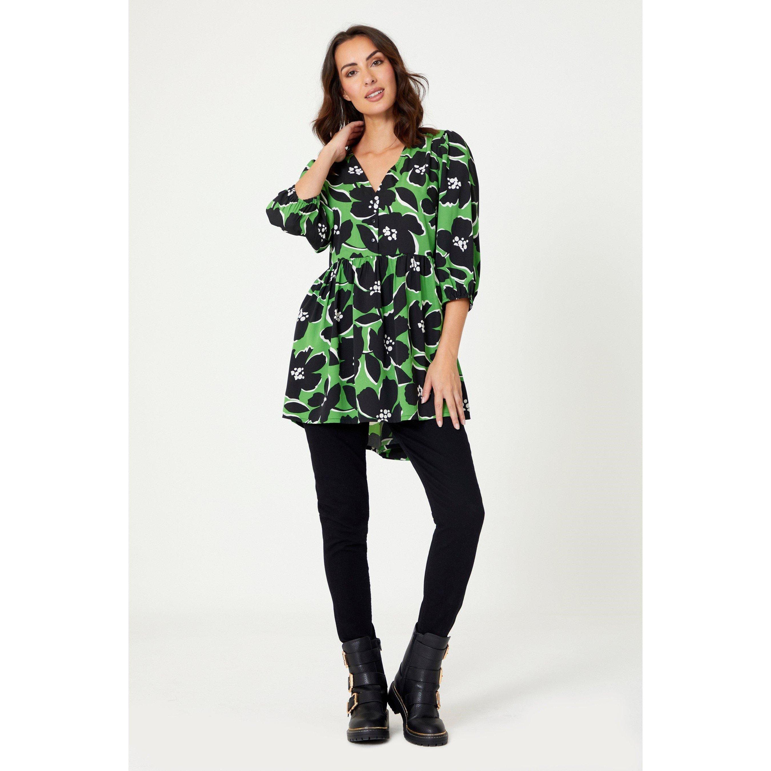 Green - Be You - V Neck Floral Tunic - 2