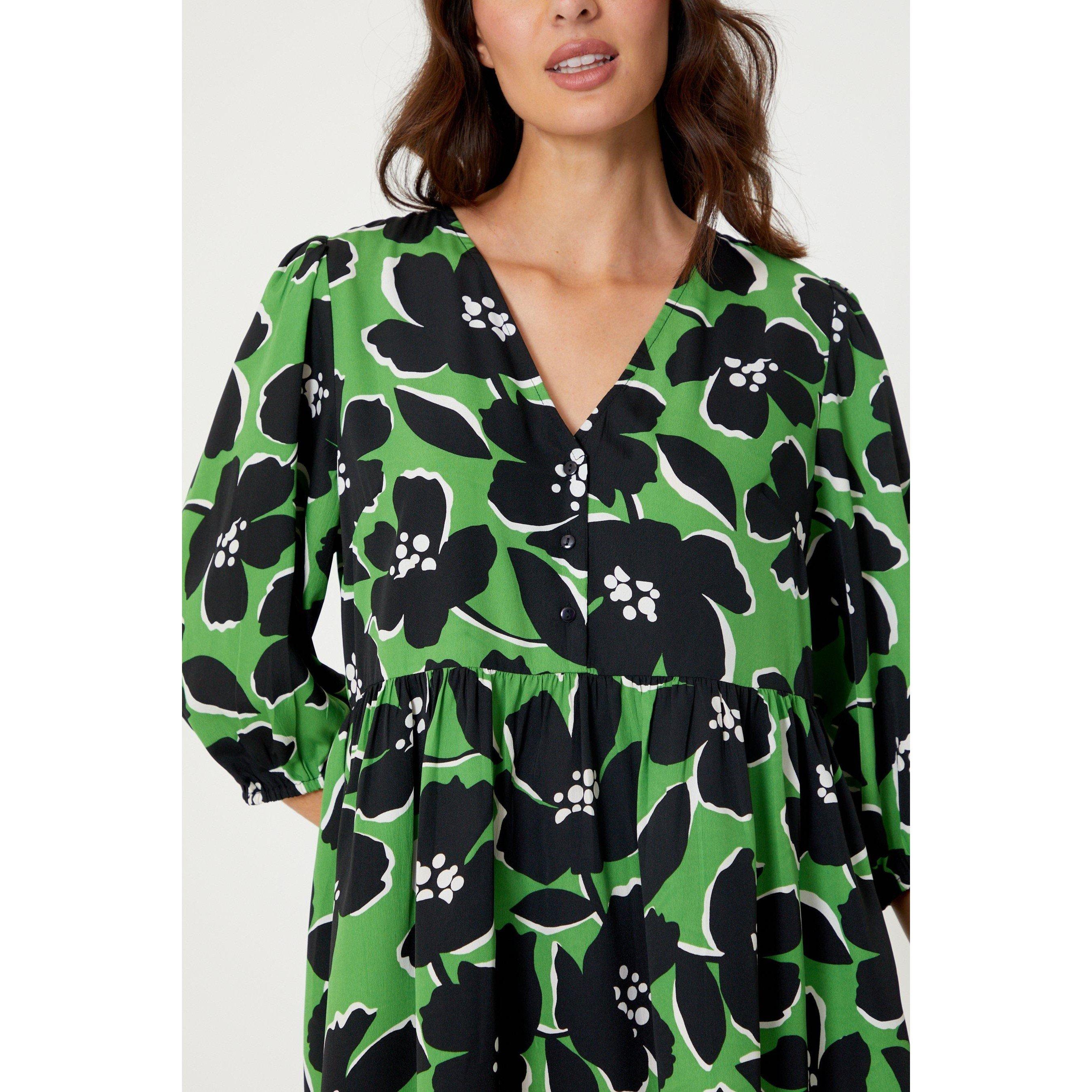 Green - Be You - V Neck Floral Tunic - 5