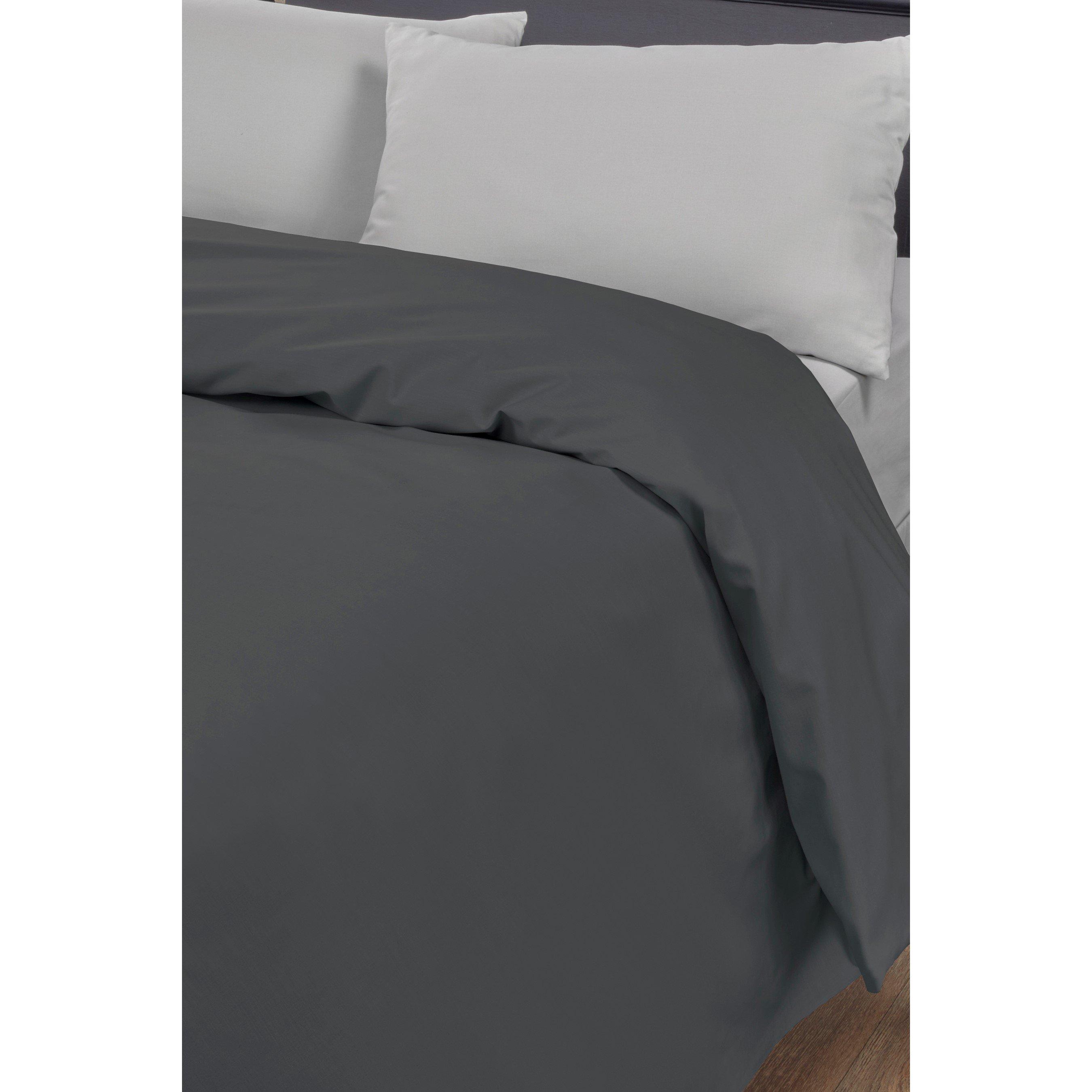 Homelife  Non-Iron Plain Dyed Duvet Covers - Charcoal - King Size
