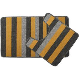 Homelife Jersey - Contrast Stripe 2 Piece Bath Mat Set