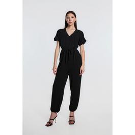 Be You Ladies V Neck Cuffed Jumpsuit