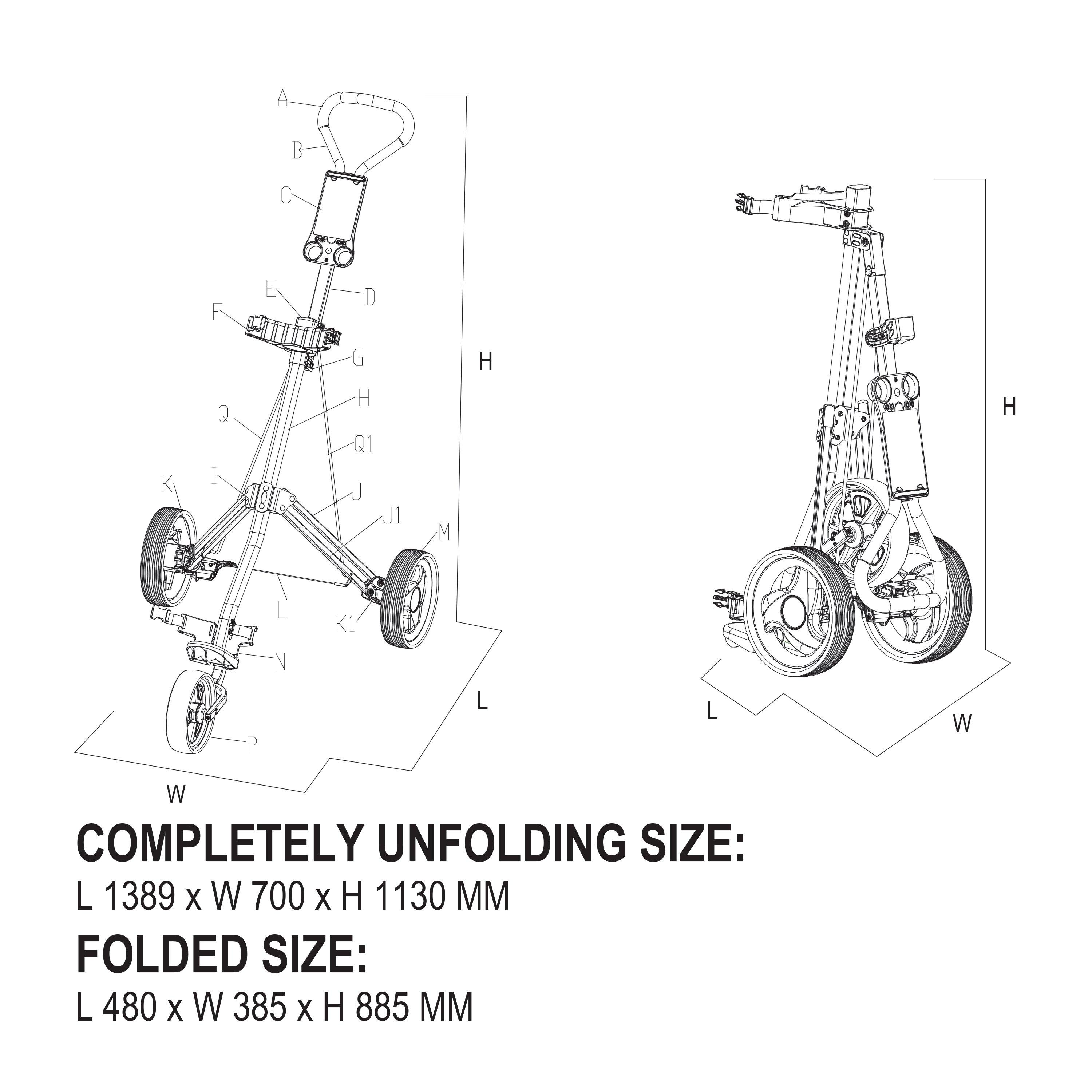 Black - Slazenger - 3 Wheel Golf Trolley - 6