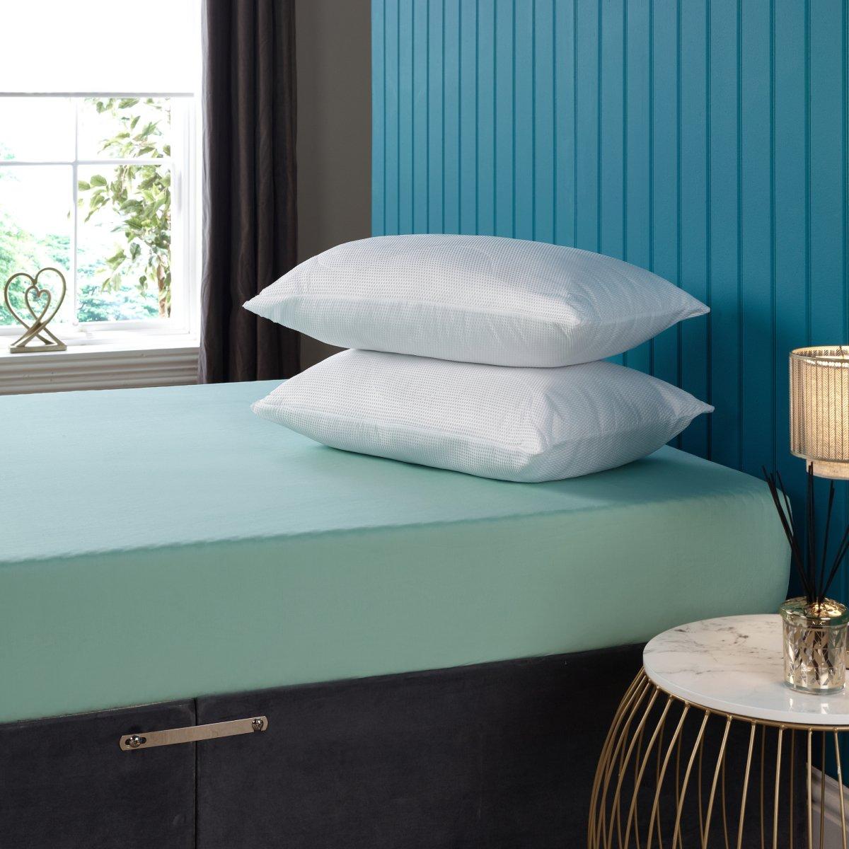 White - Downland - Luxury Waffle  Pillow Pair - 1