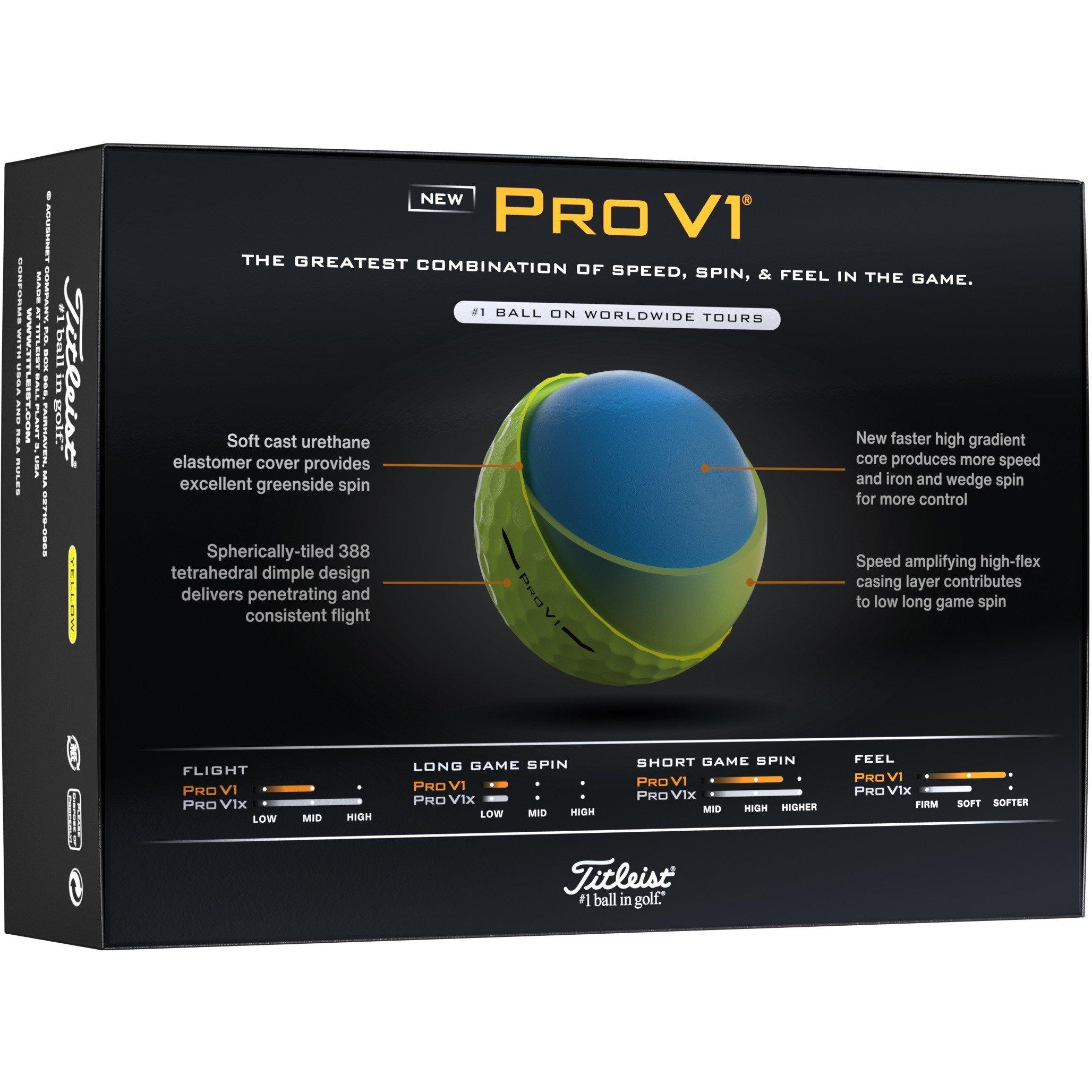 Geel - Titleist - 2025 Pro V1 Golf Balls (12-ball pack) - 2