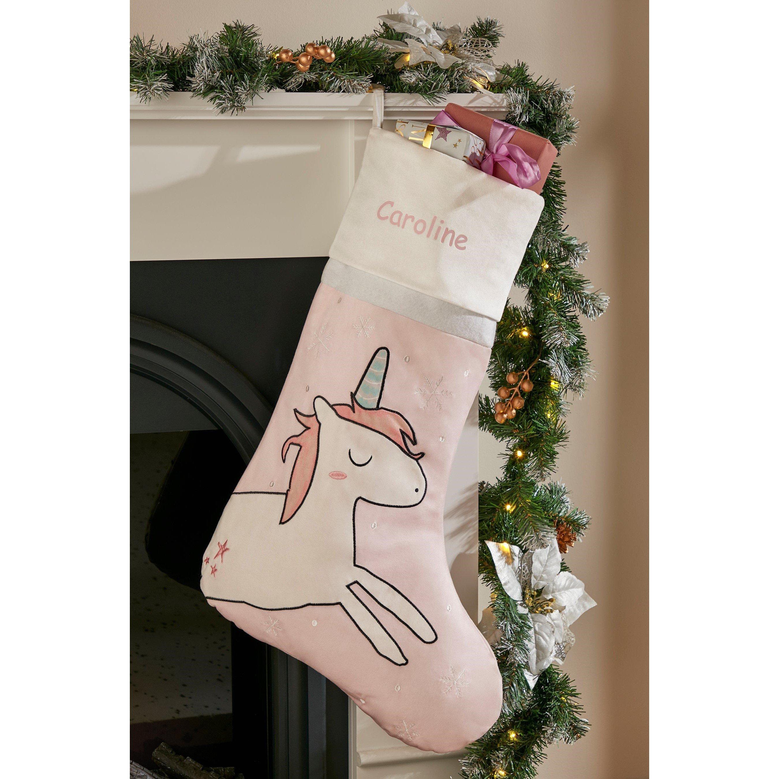 Red/Green/White - Studio - Giant Christmas Unicorn Pers Stocking - 2