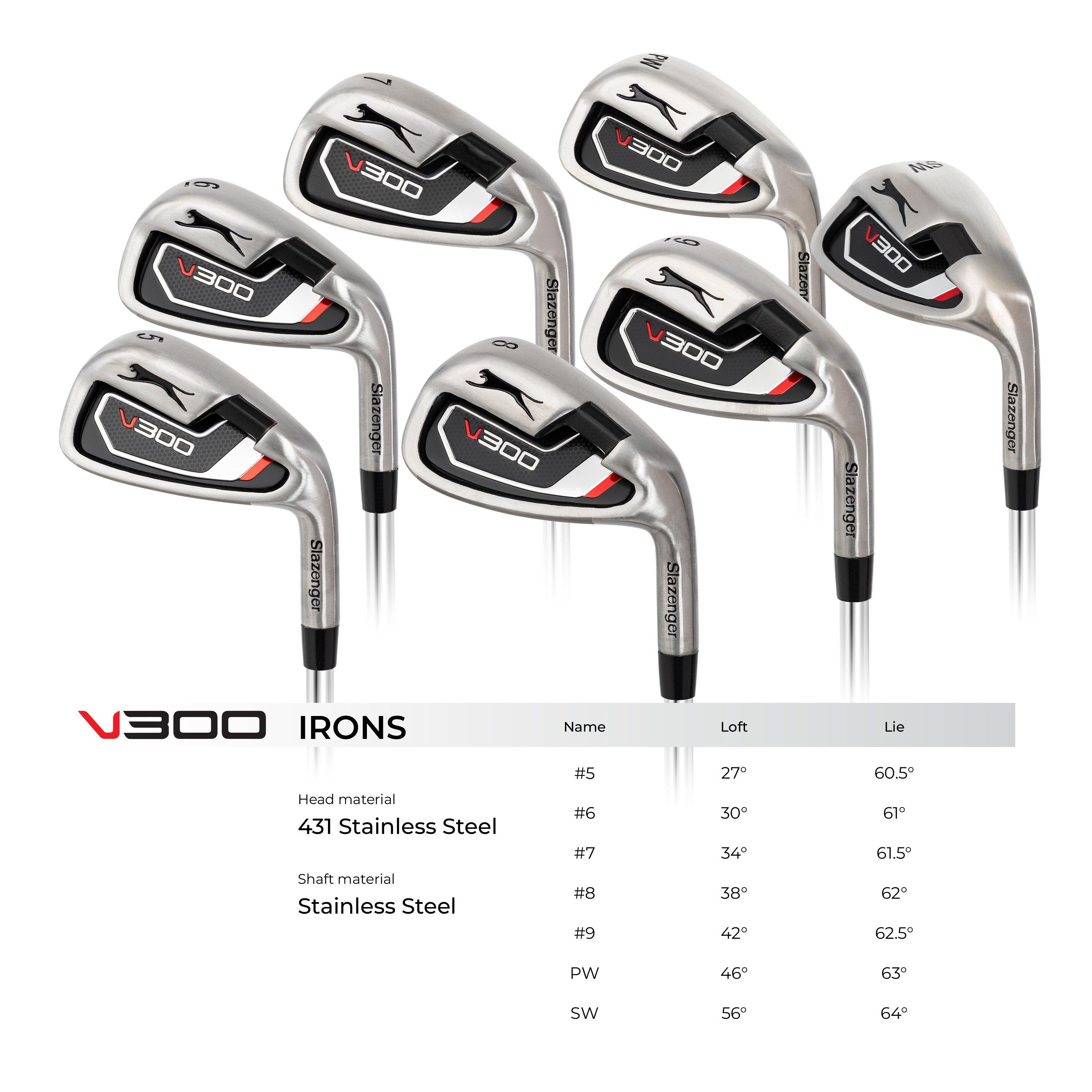 R/H - Slazenger - VS Golf Club Set with Stand Bag (Graphite and Steel Shaft Combo) Mens - 11